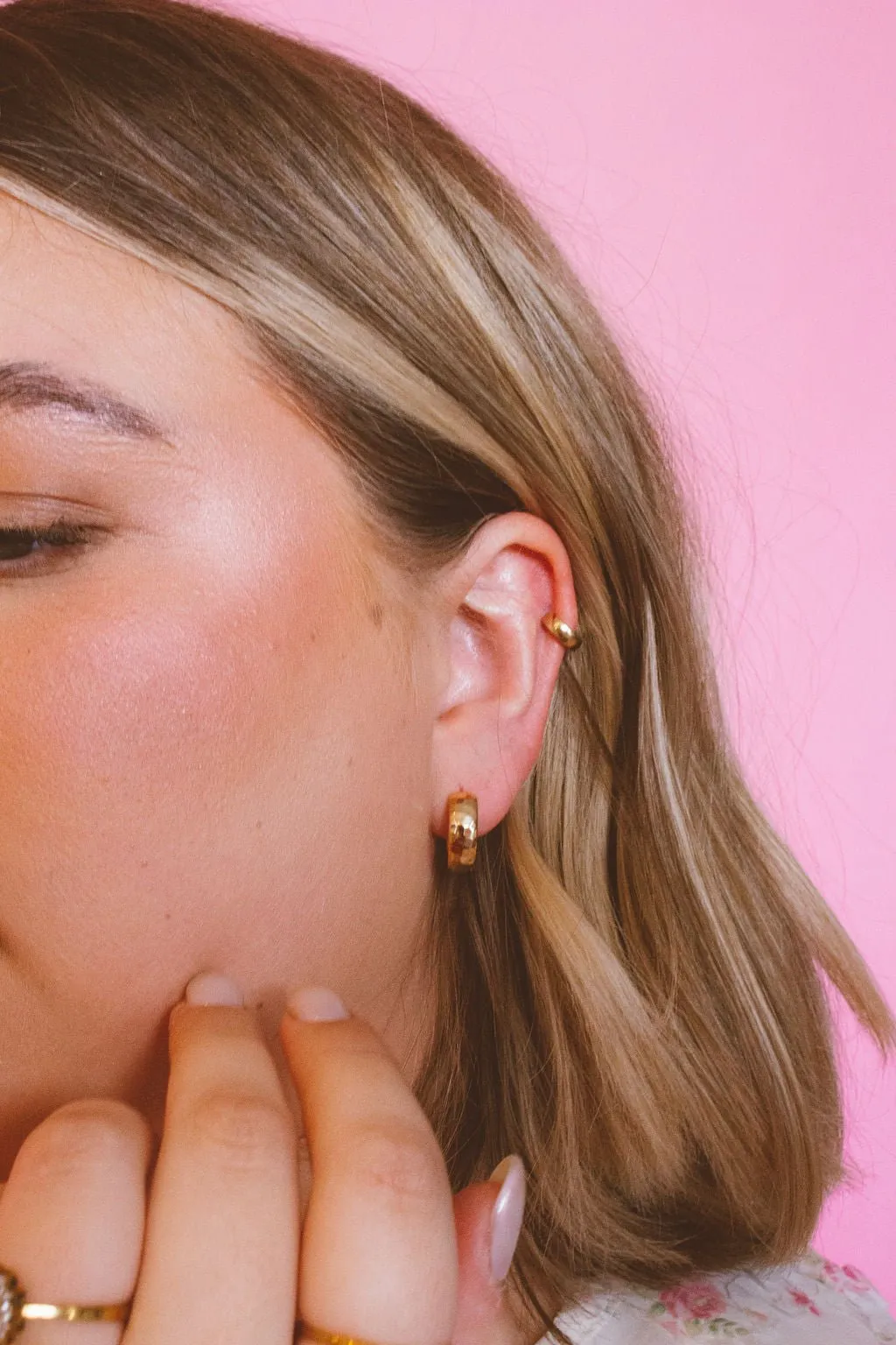 Gold Hammered Hoops - Hypoallergenic Andi