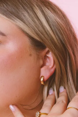 Gold Hammered Hoops - Hypoallergenic Andi