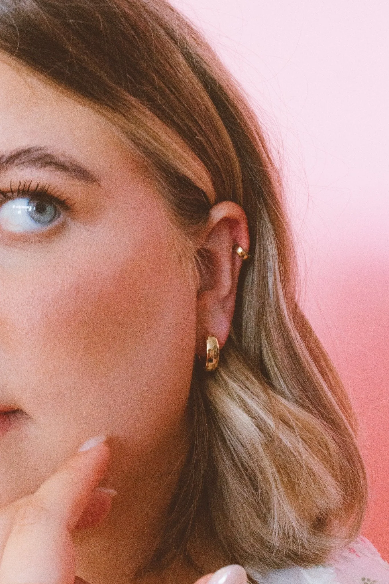 Gold Hammered Hoops - Hypoallergenic Andi