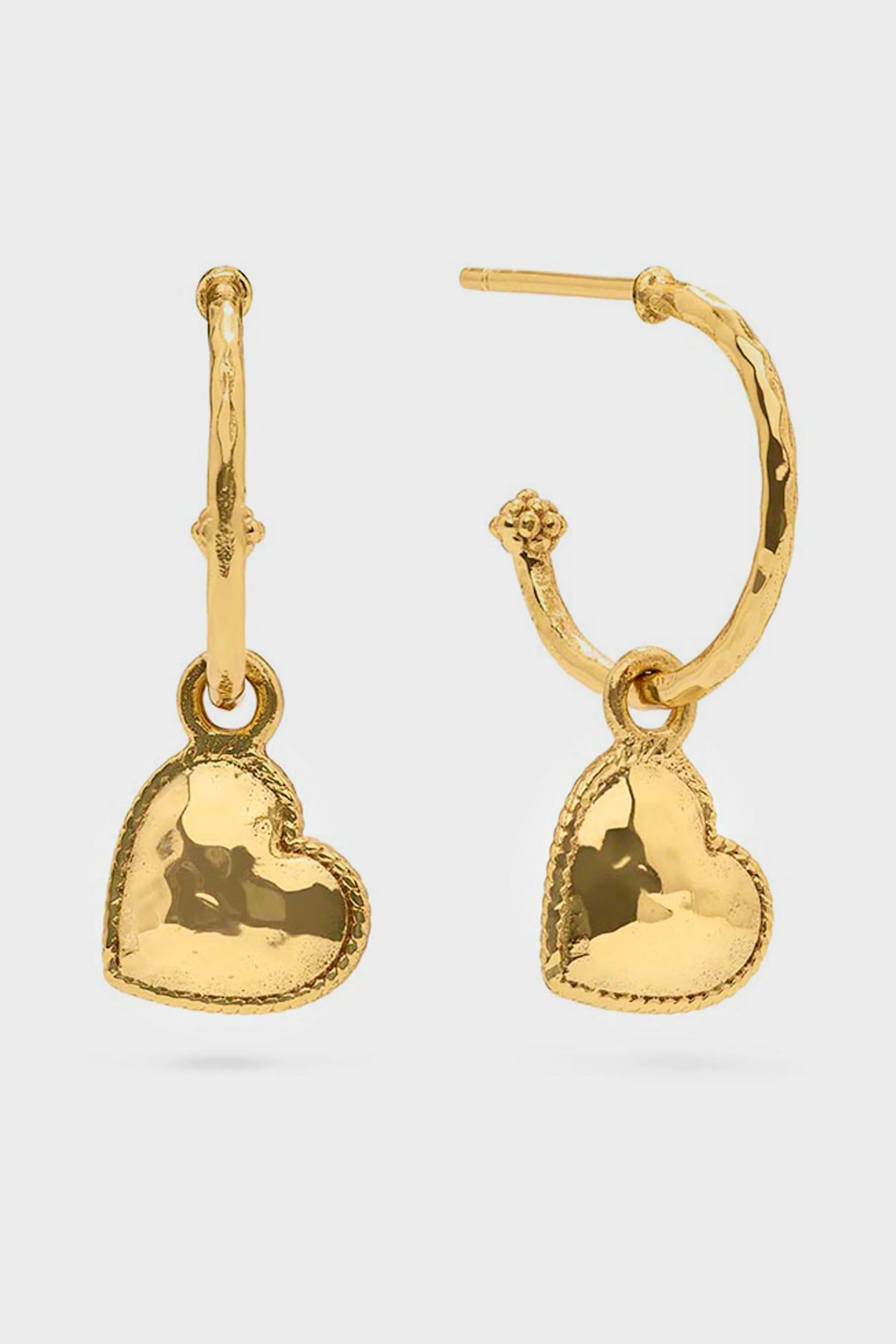 Gold Love Hoop Earrings with Heart Charm