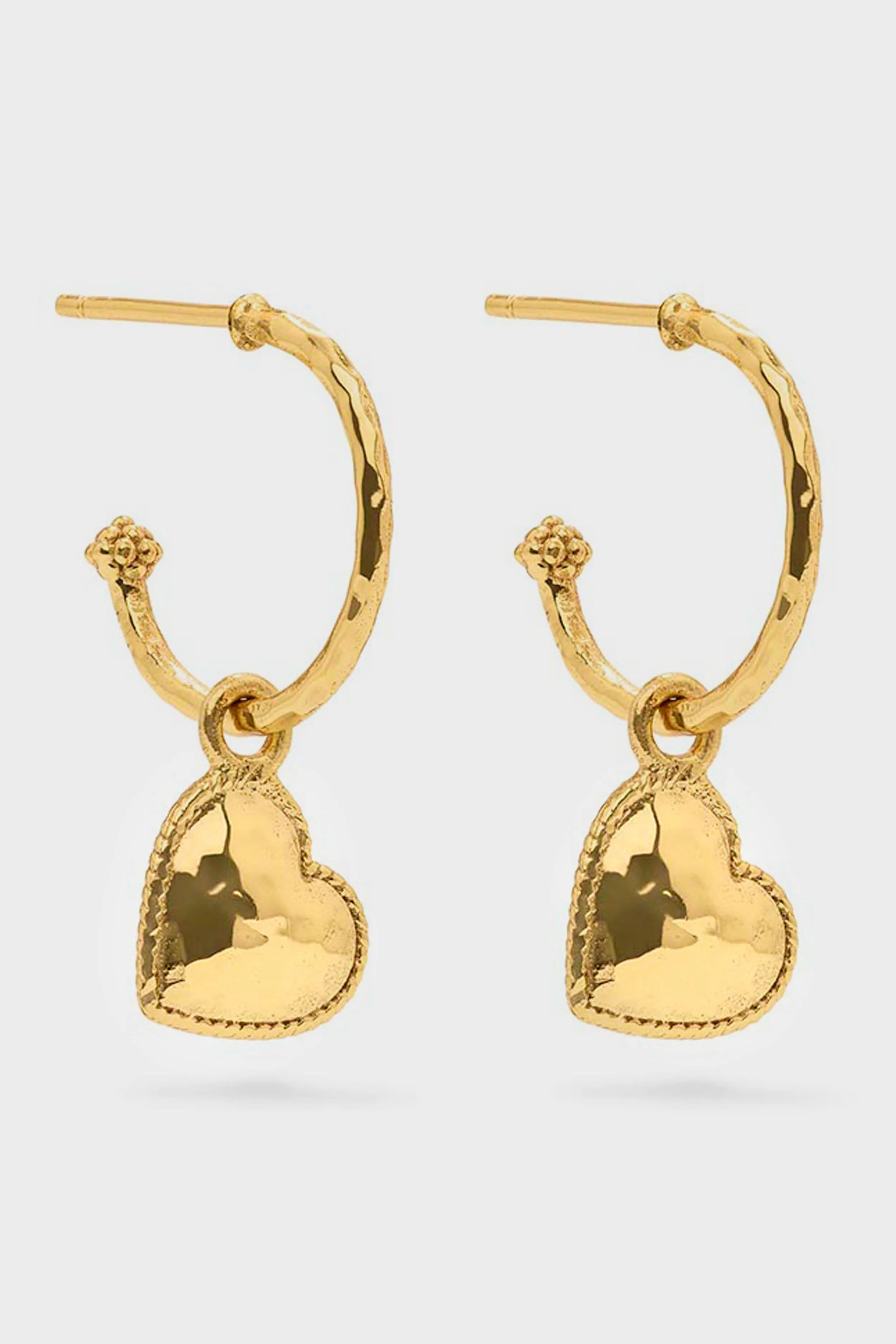 Gold Love Hoop Earrings with Heart Charm