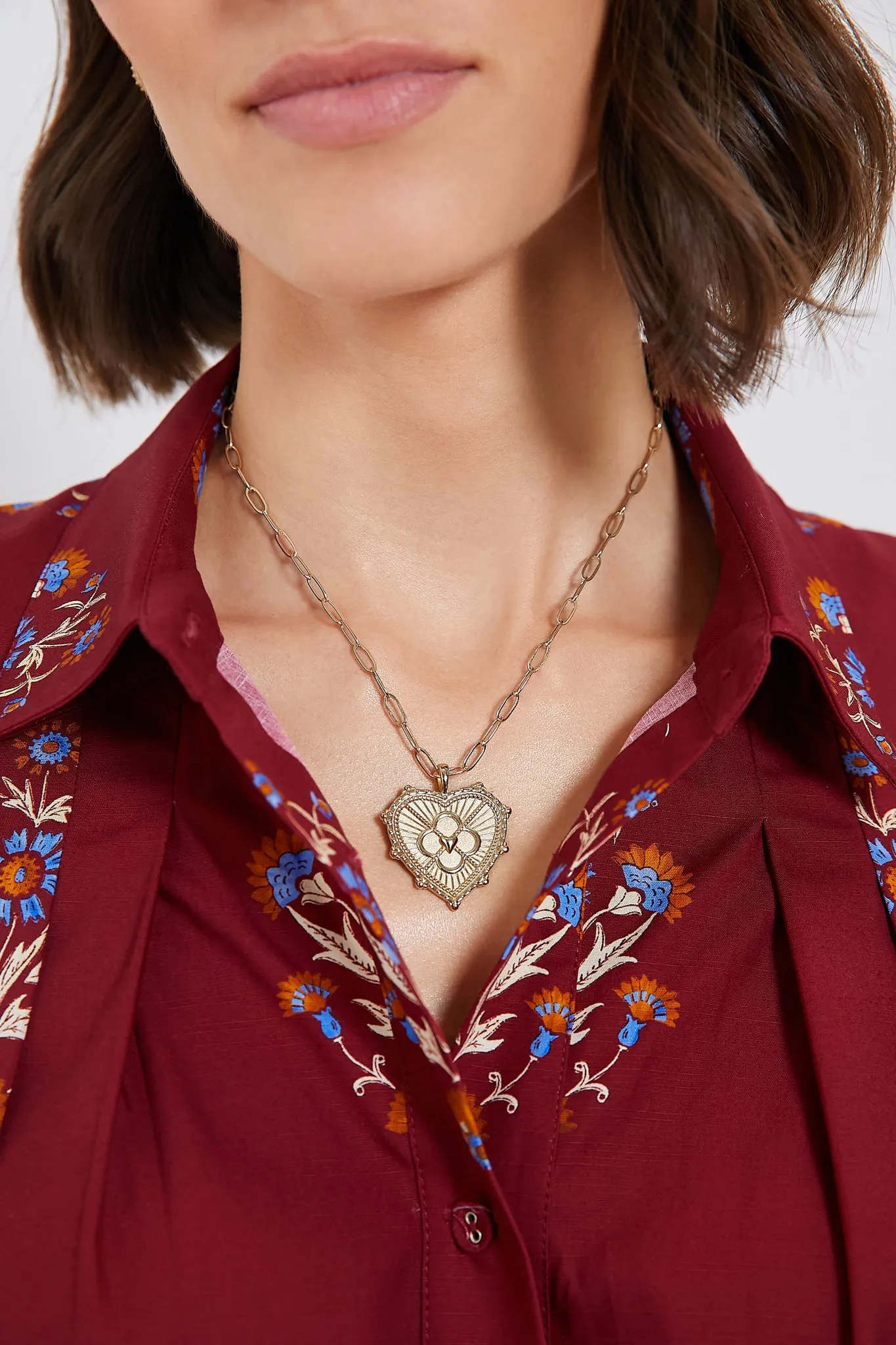 Gold Love Quatrefoil Heart Pendant
