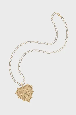 Gold Love Quatrefoil Heart Pendant