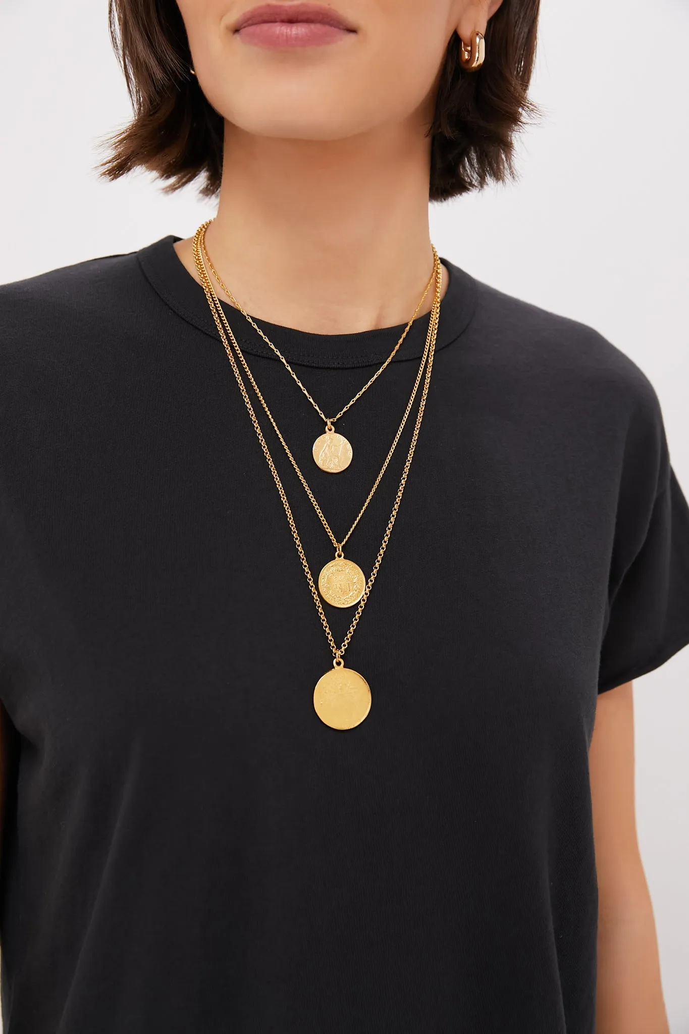 Gold Moroccan Coin Three-Chain Necklace