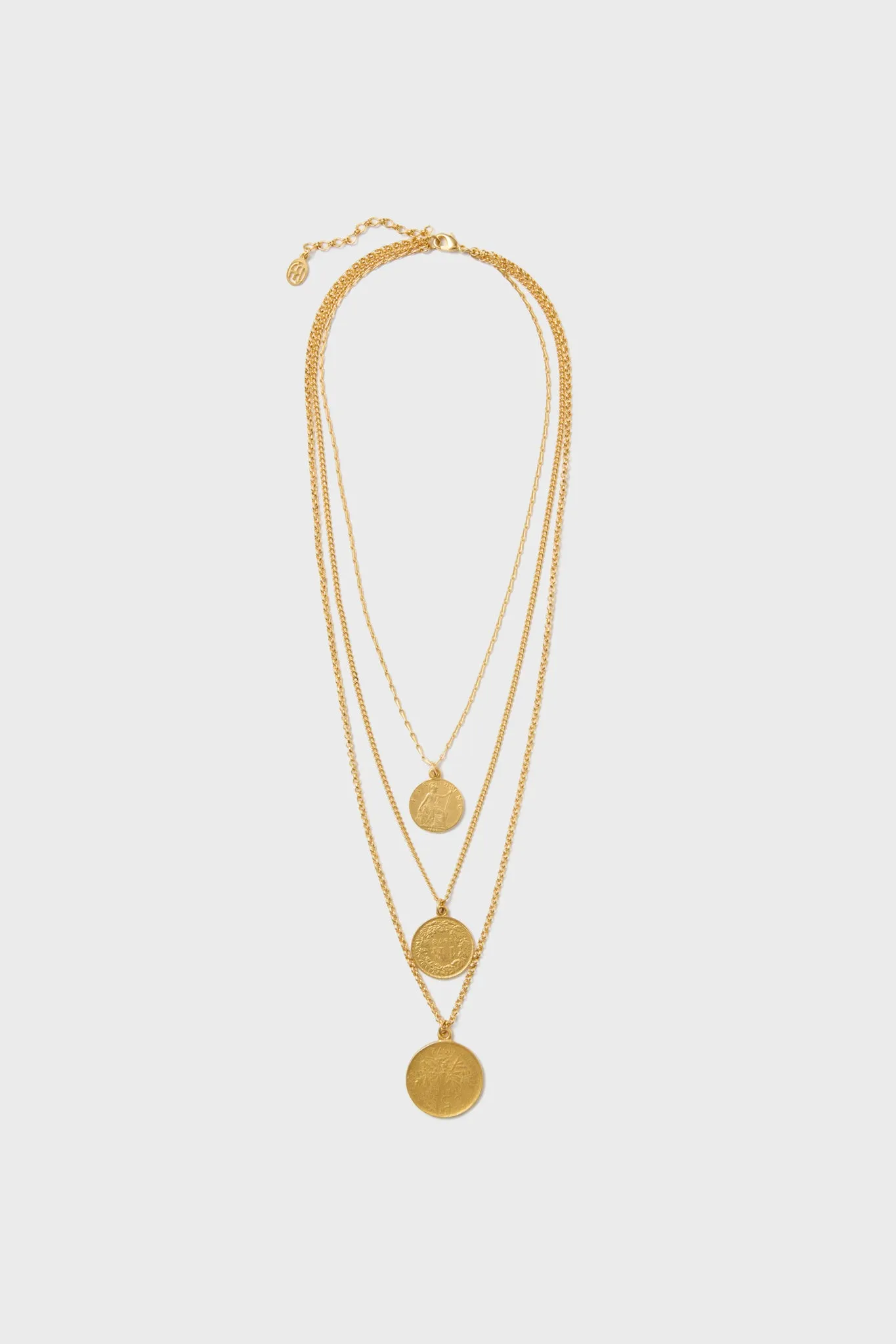 Gold Moroccan Coin Three-Chain Necklace