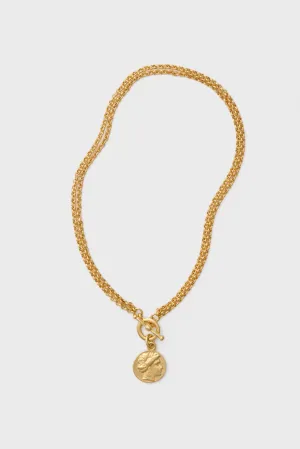 Gold Moroccan Coin Toggle Necklace
