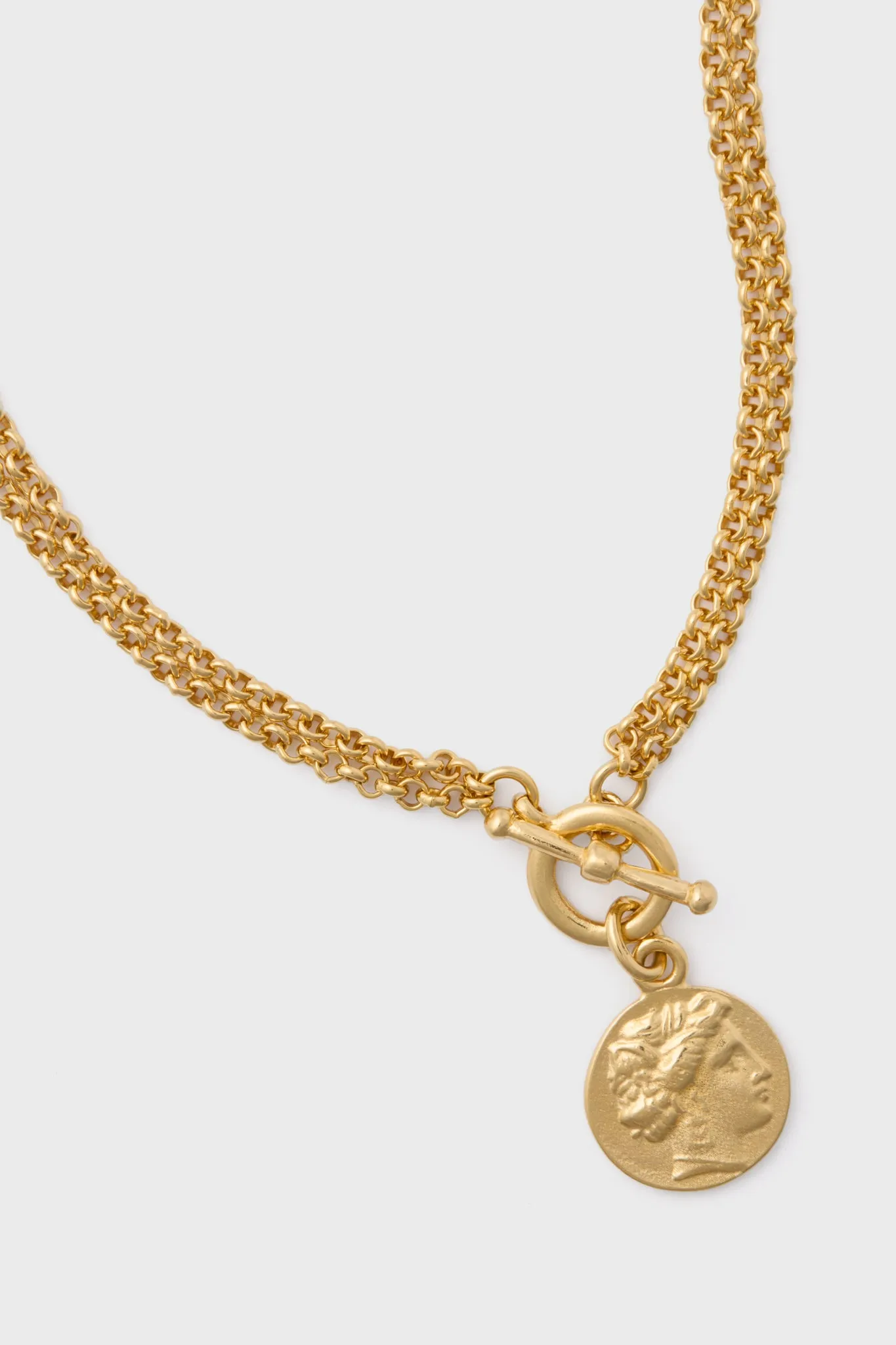 Gold Moroccan Coin Toggle Necklace
