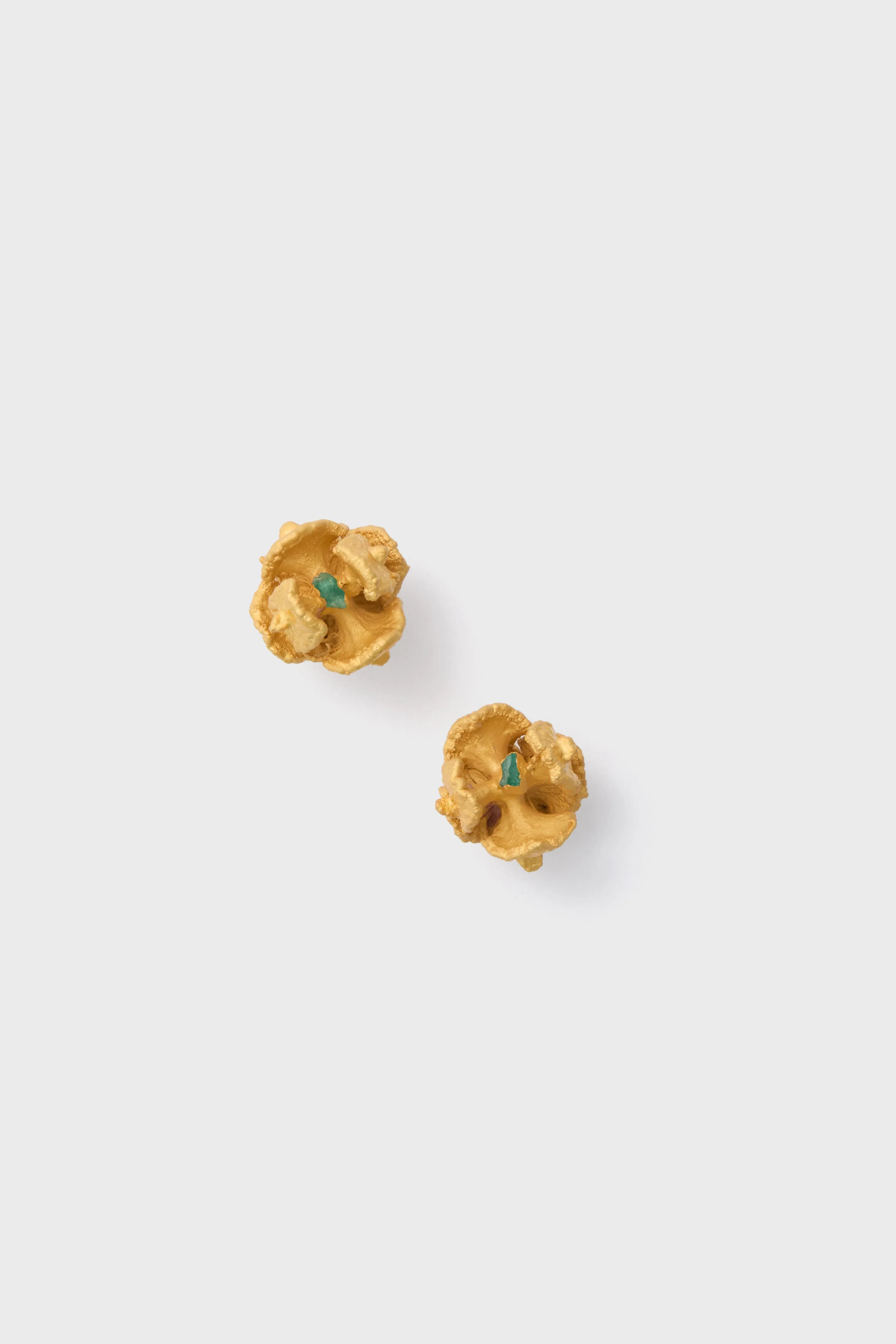 Gold Pine Seeds and Rough Emerald Studs