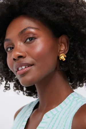 Gold Pine Seeds and Rough Emerald Studs
