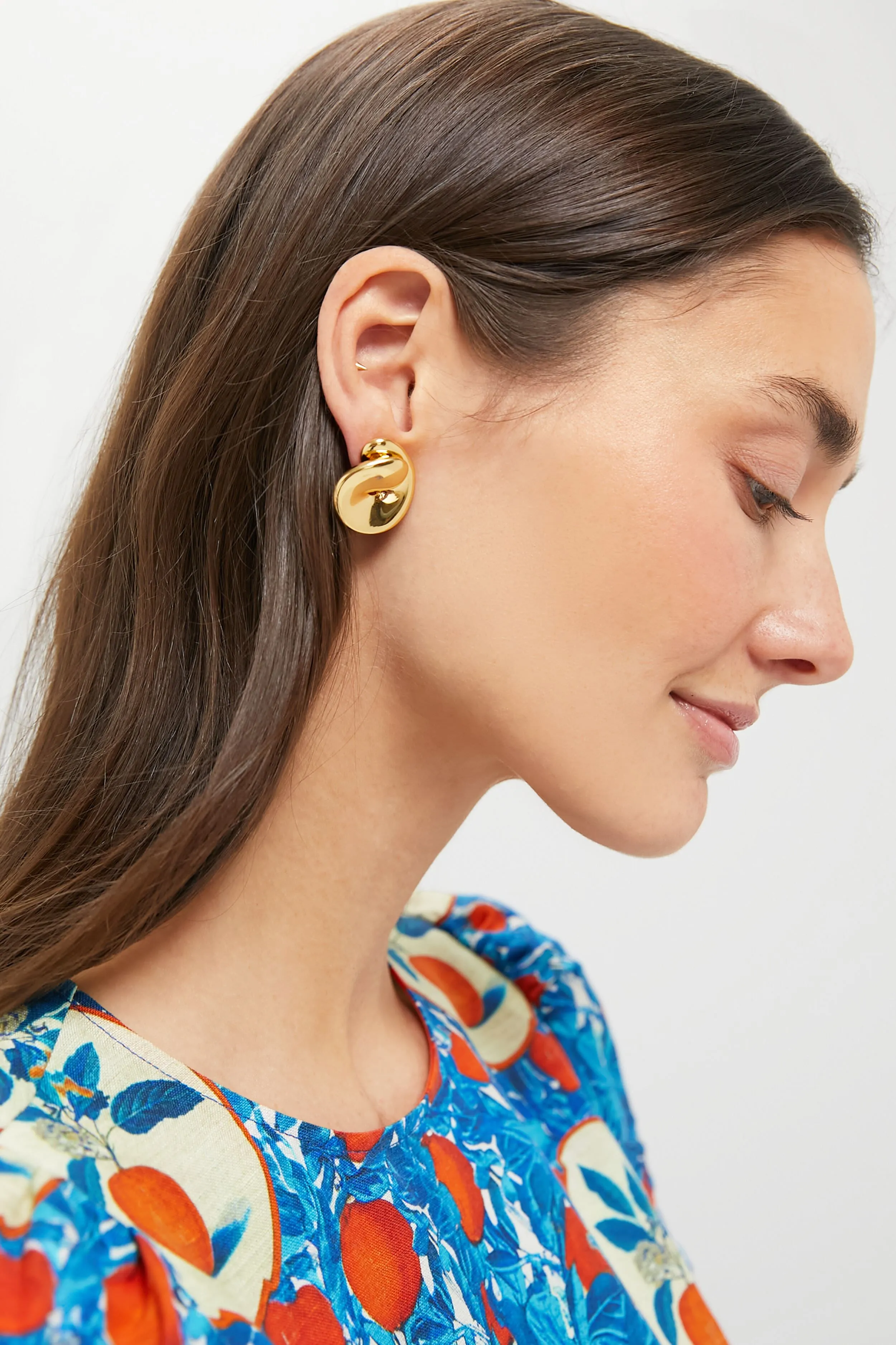 Gold Rio Button Earrings