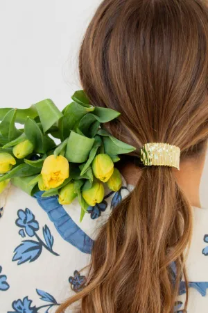 Gold Ruffled Bar Ponytail Cuff Andi