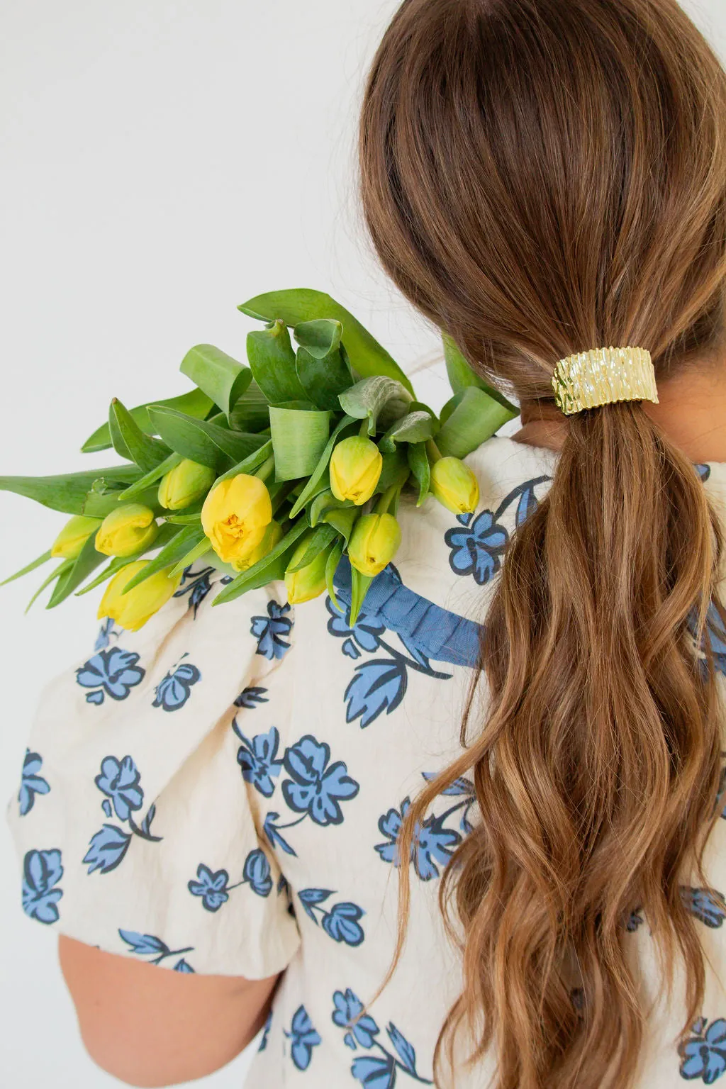 Gold Ruffled Bar Ponytail Cuff Andi