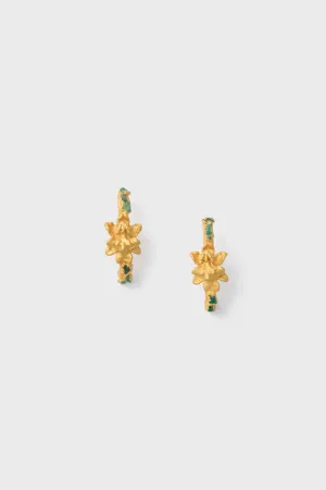 Gold Sigmatoxtails Studs and Rough Emeralds