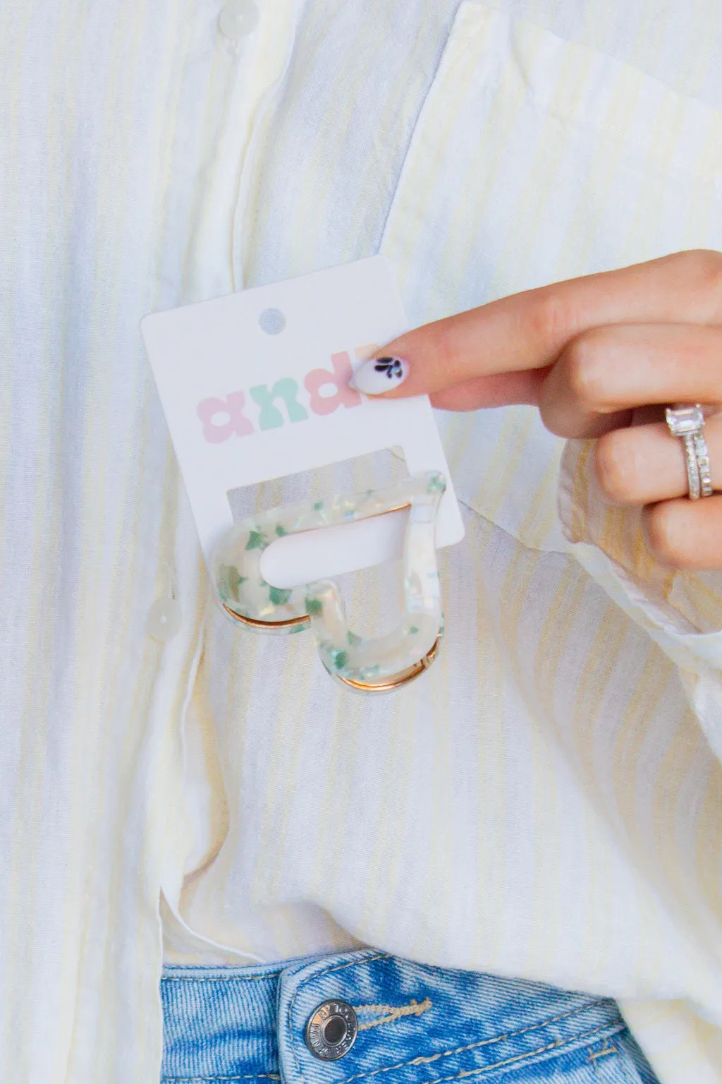 Green Marble Heart Claw Clip Andi