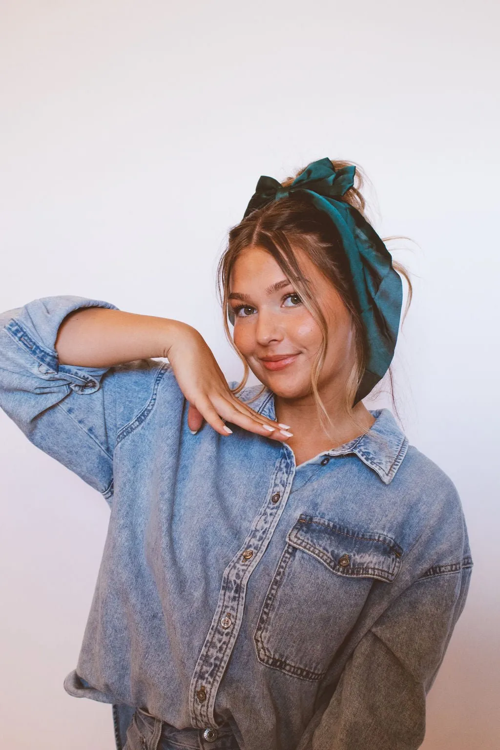 Green Satin Bow Andi