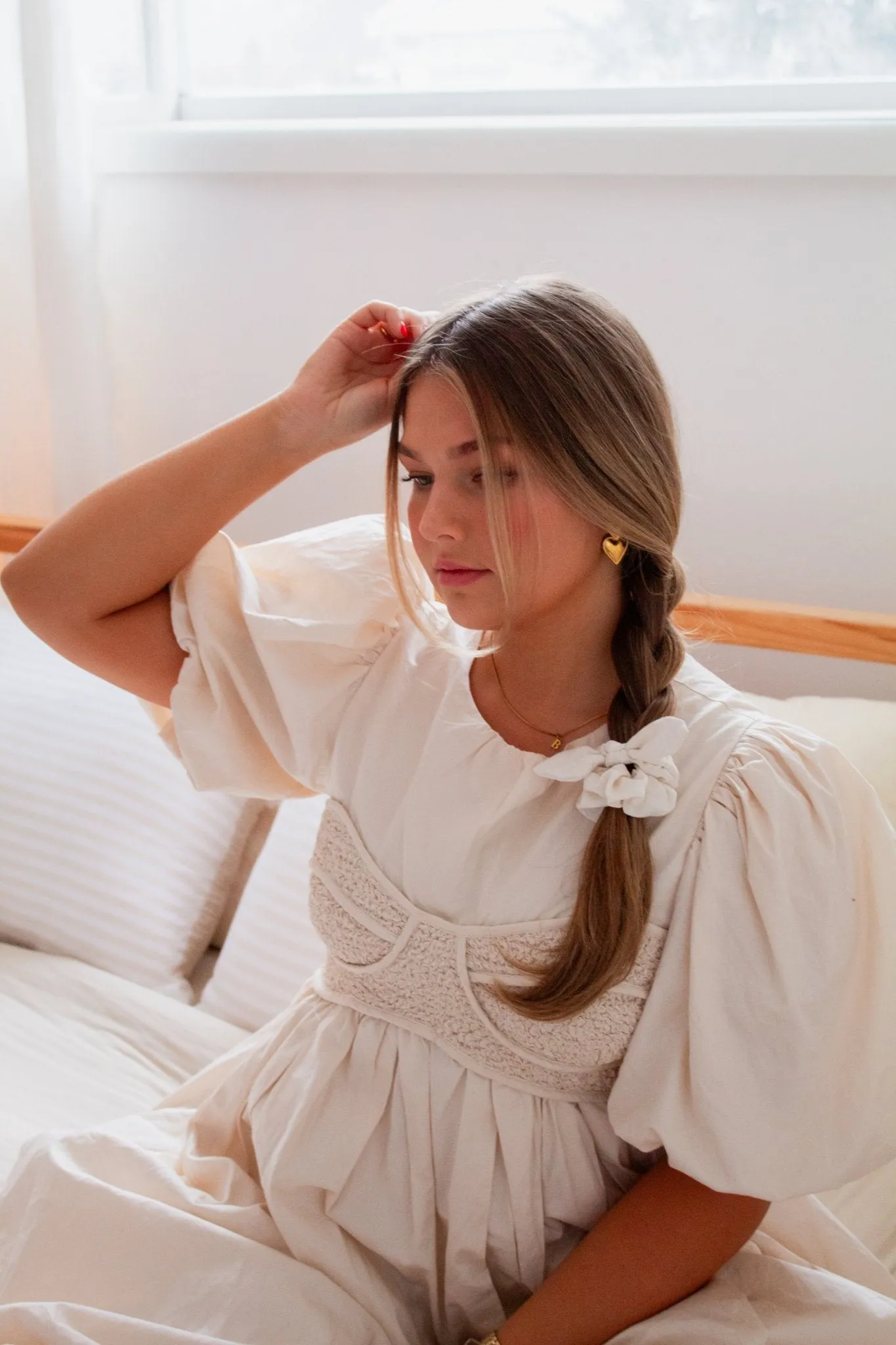 Ivory Bow Scrunchie Andi