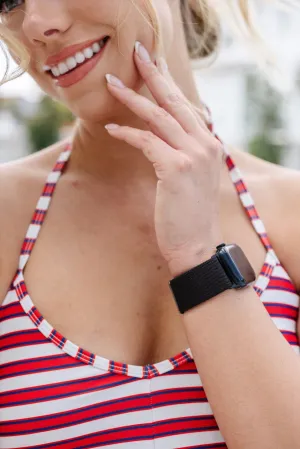 Jet Black Adjustable Elastic Watch Band Andi
