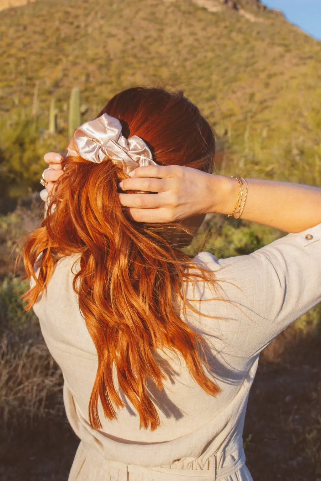 Latte Satin Jumbo Scrunchie Andi