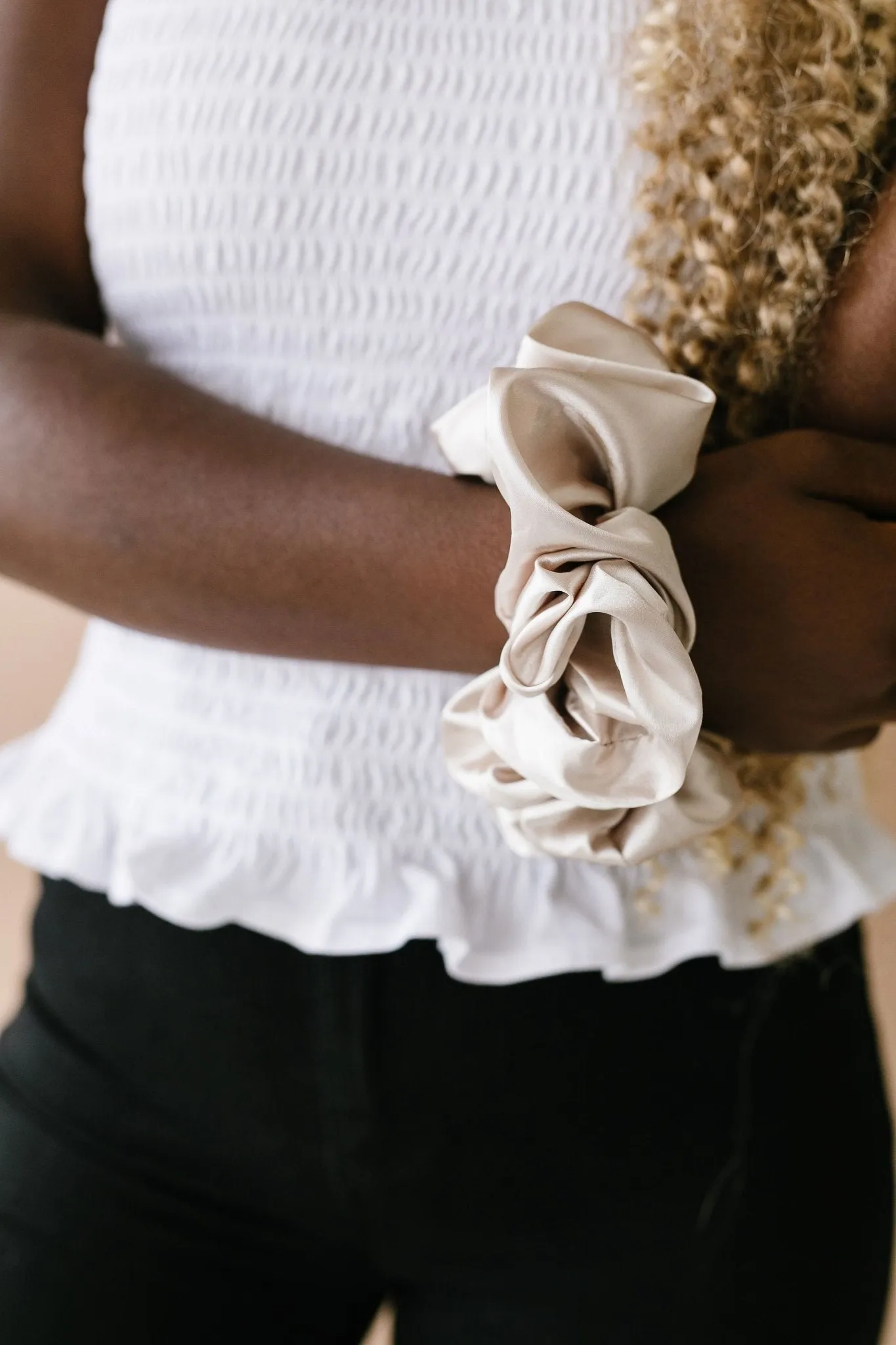 Latte Satin Jumbo Scrunchie Andi