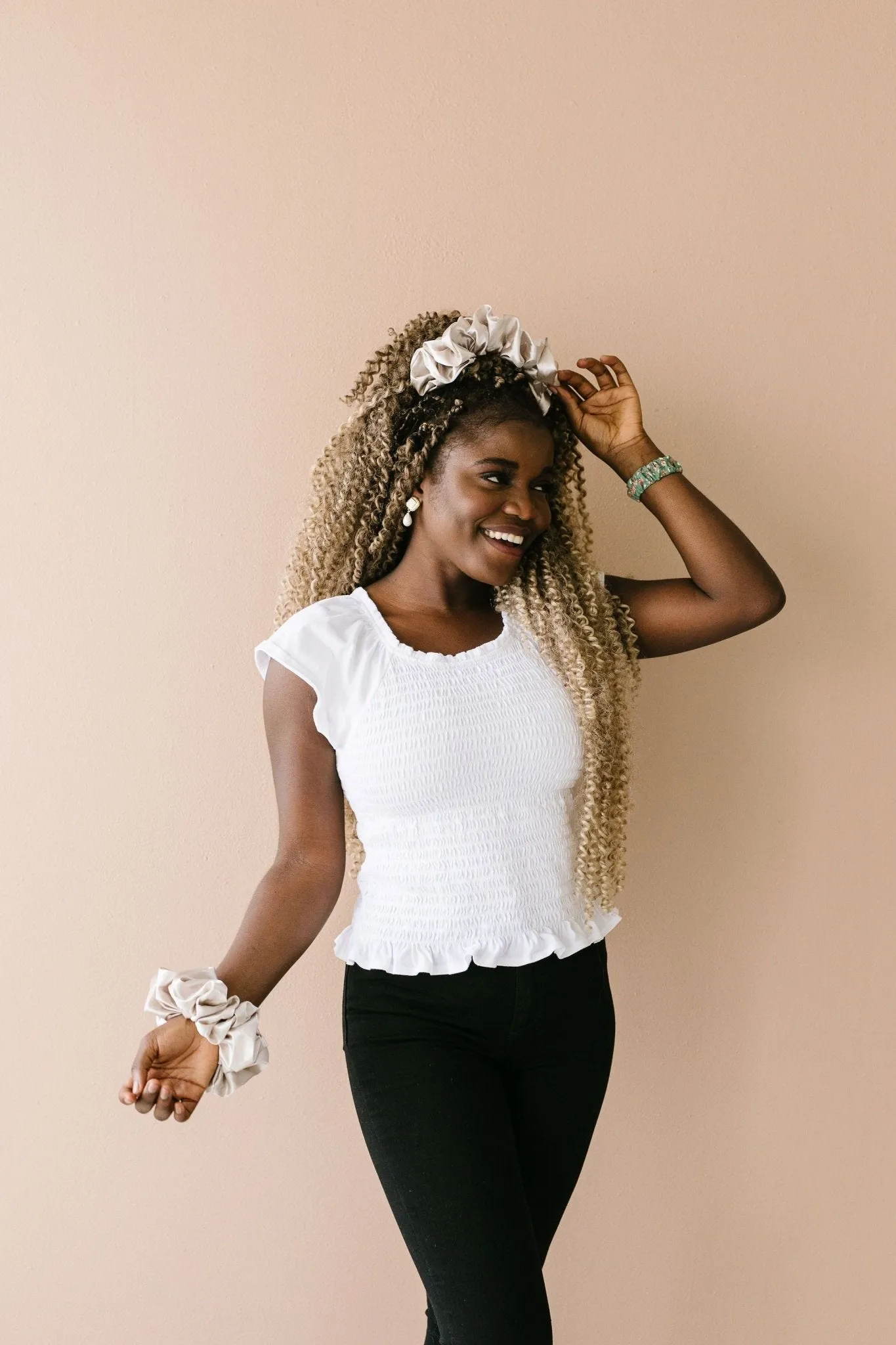 Latte Satin Jumbo Scrunchie Andi