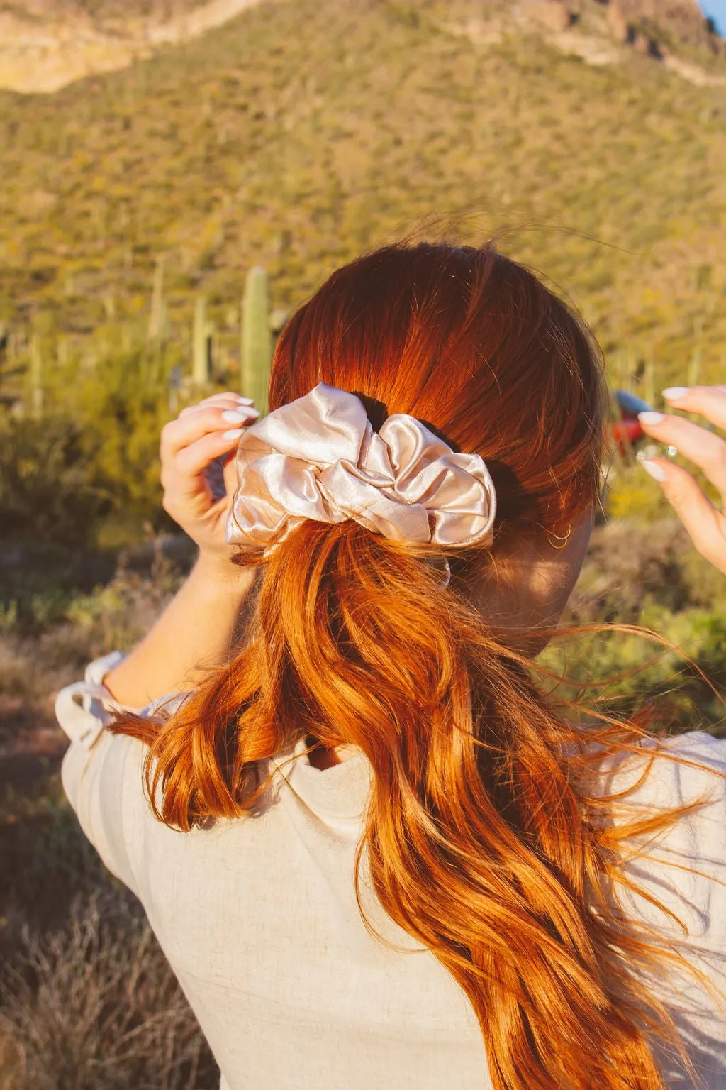 Latte Satin Jumbo Scrunchie Andi