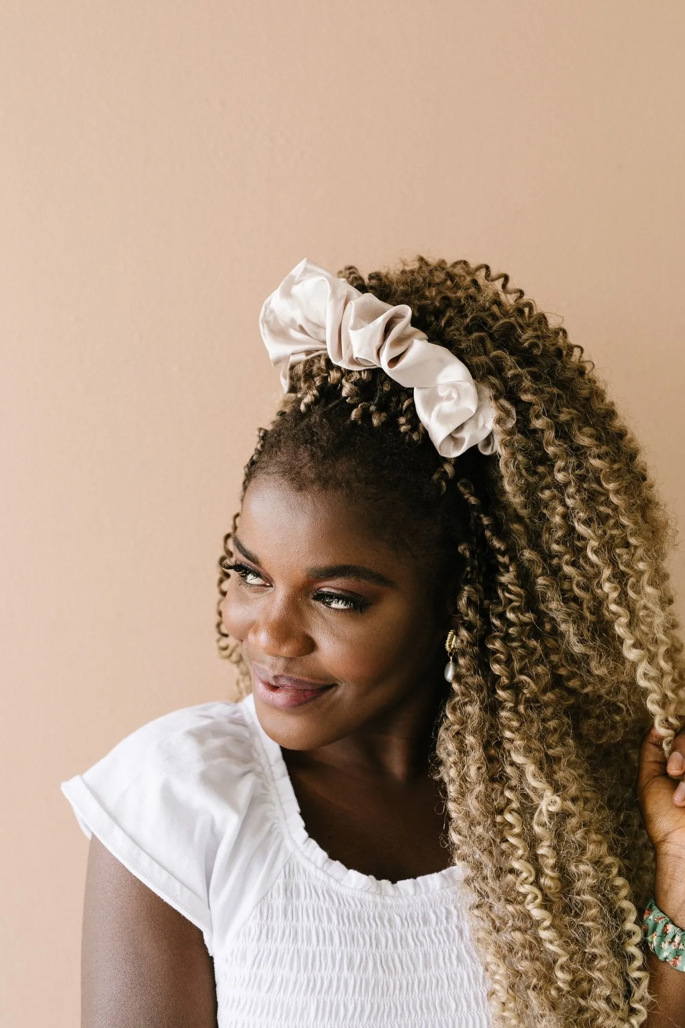Latte Satin Jumbo Scrunchie Andi