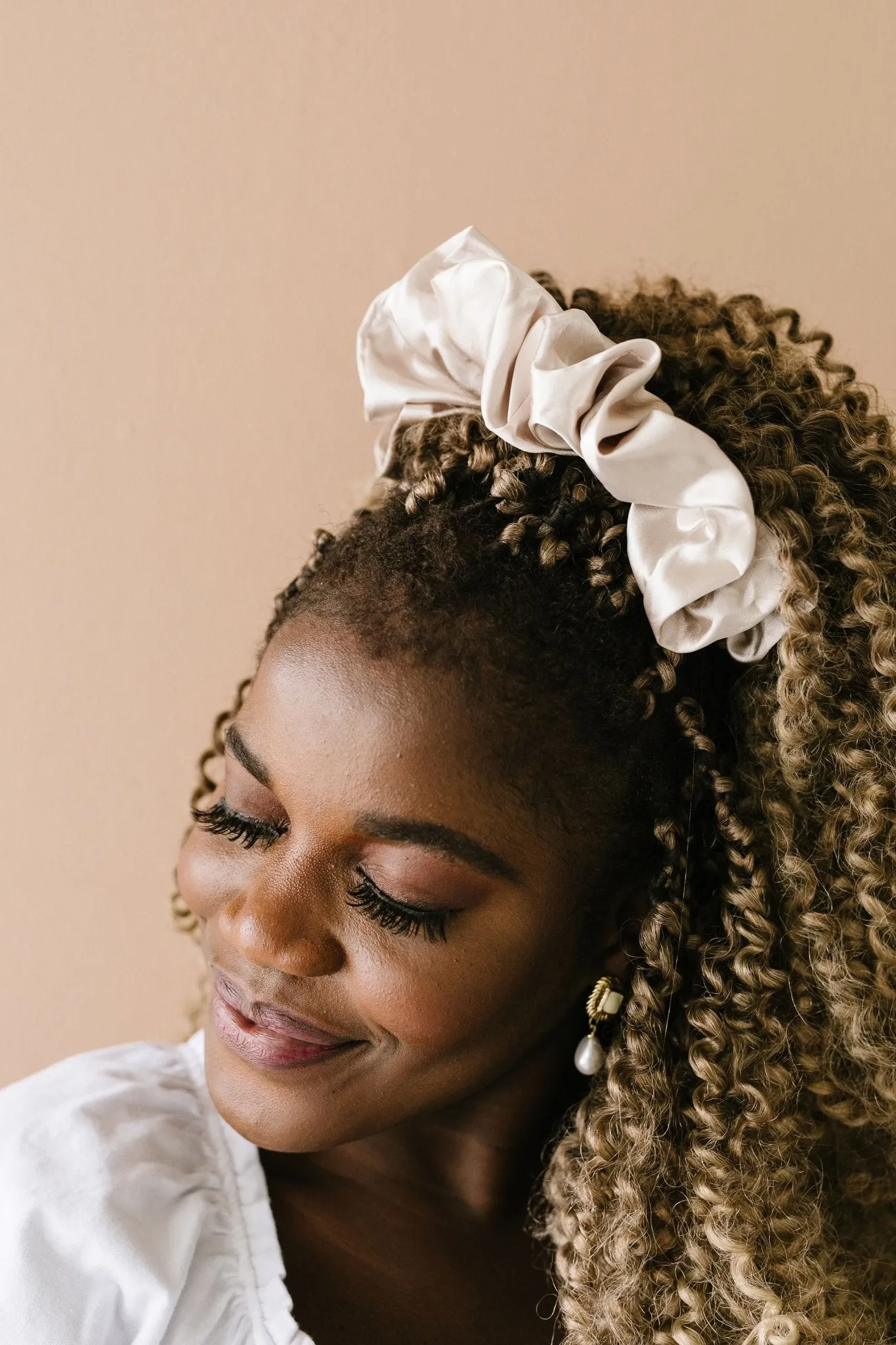 Latte Satin Jumbo Scrunchie Andi