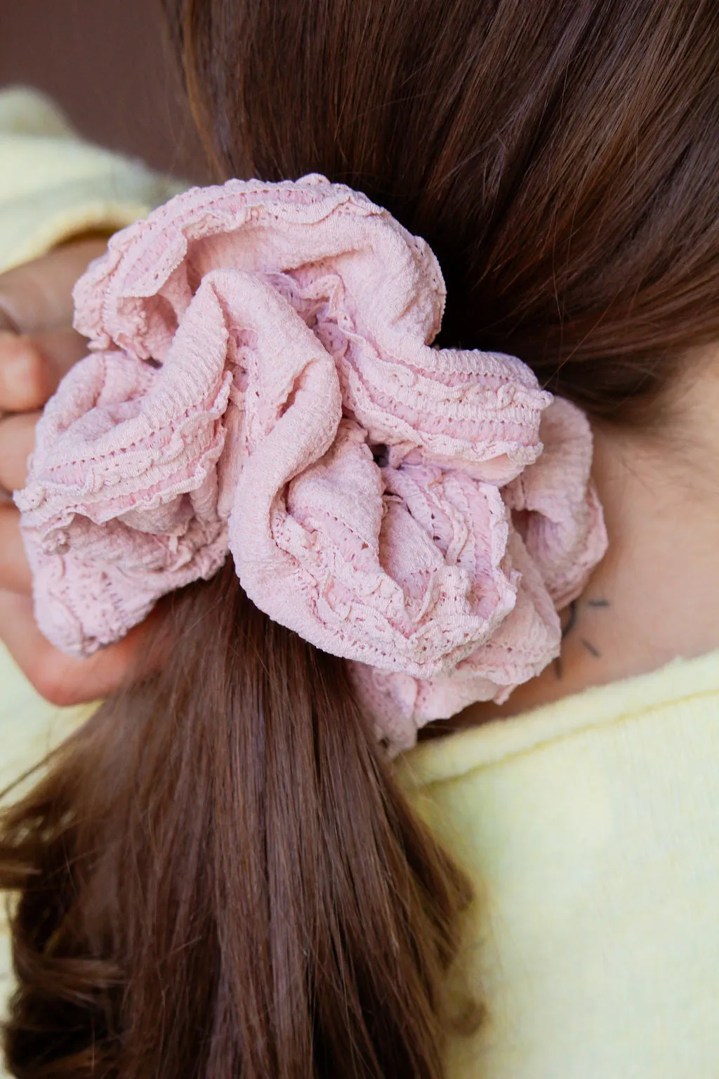 Light Pink Ruffle Jumbo Scrunchie Andi