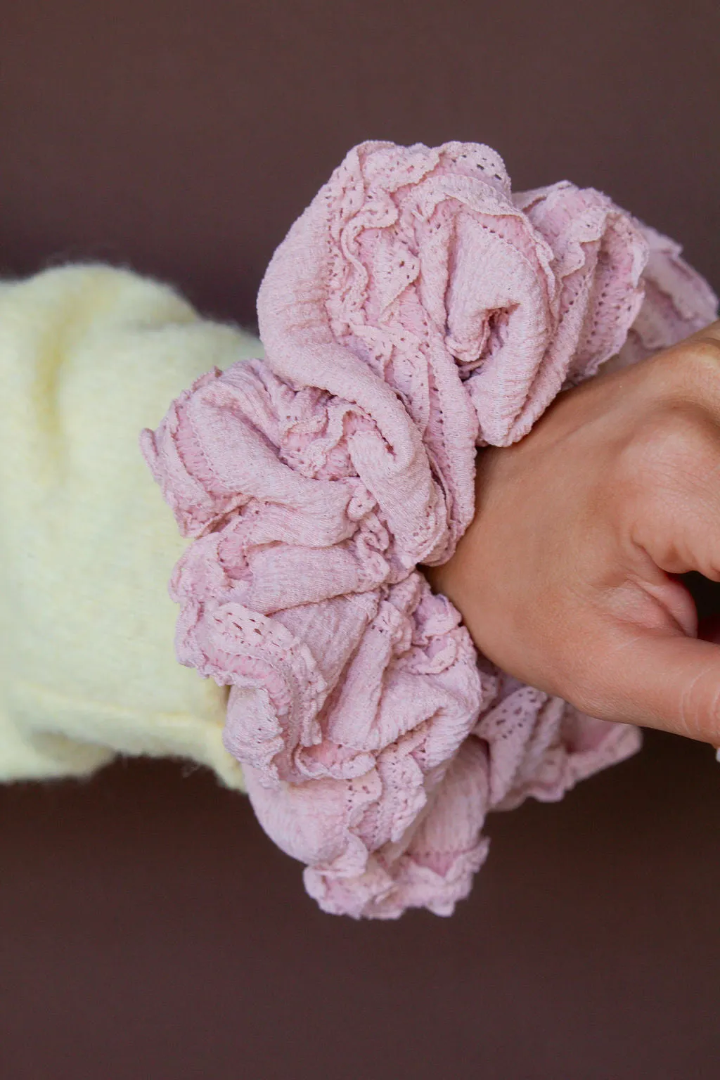 Light Pink Ruffle Jumbo Scrunchie Andi