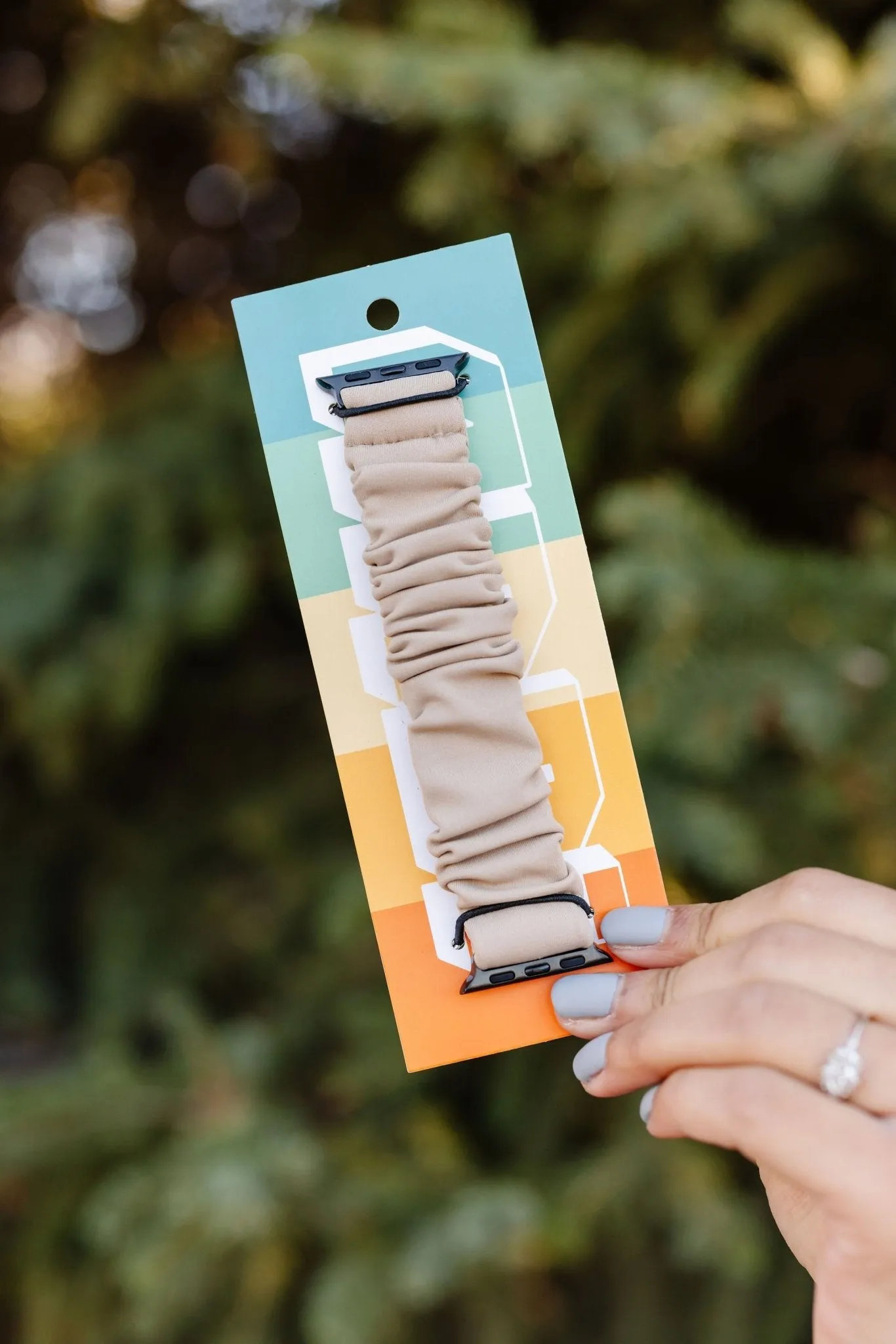 Light Tan Athletic Scrunchie Band Compatible with Apple Watch Andi
