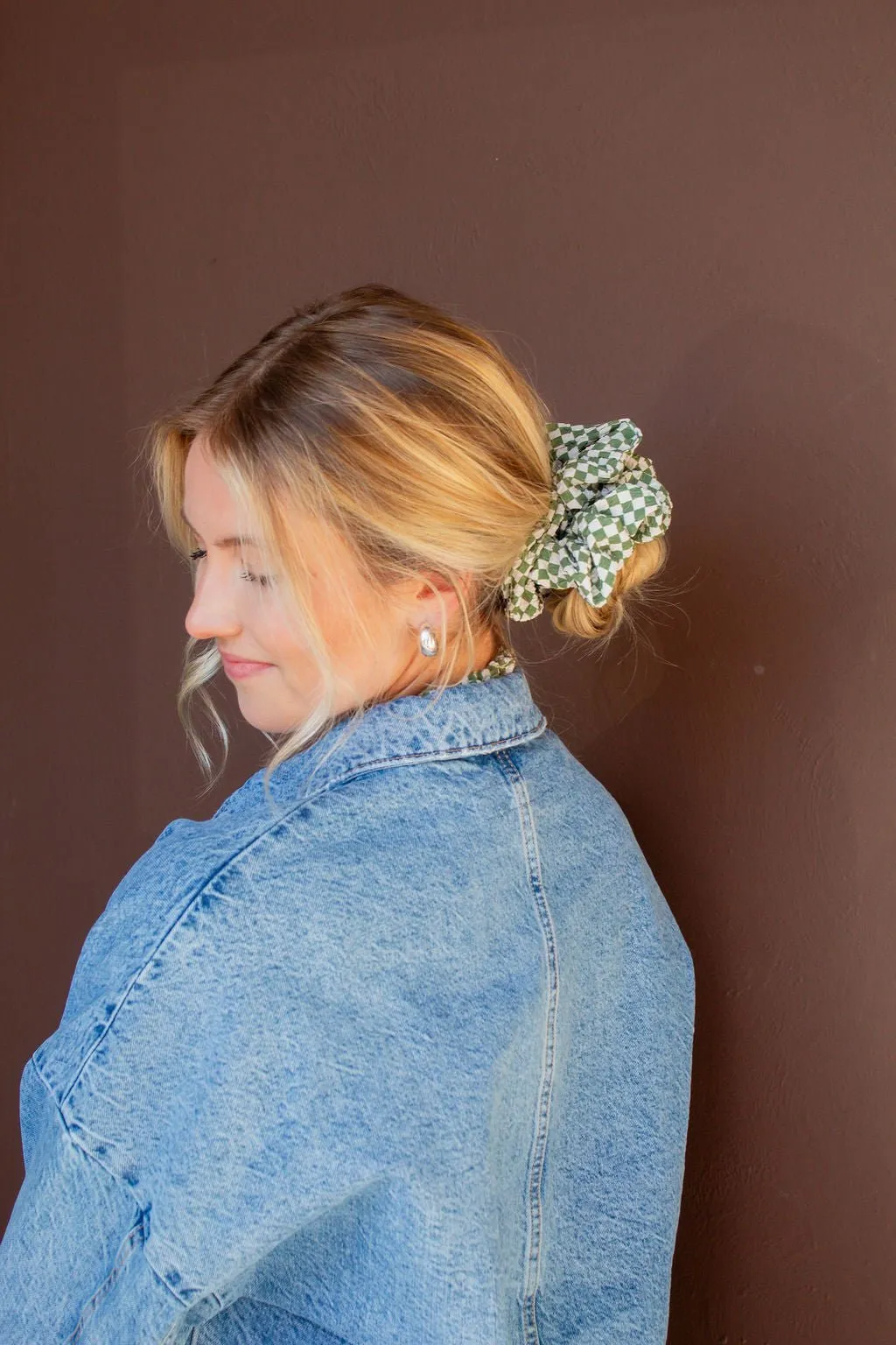 Lindsey Checked Jumbo Scrunchie Andi