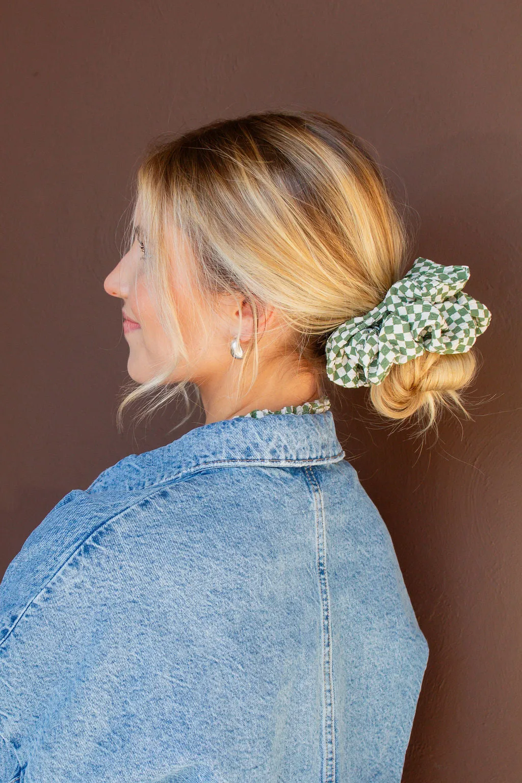 Lindsey Checked Jumbo Scrunchie Andi
