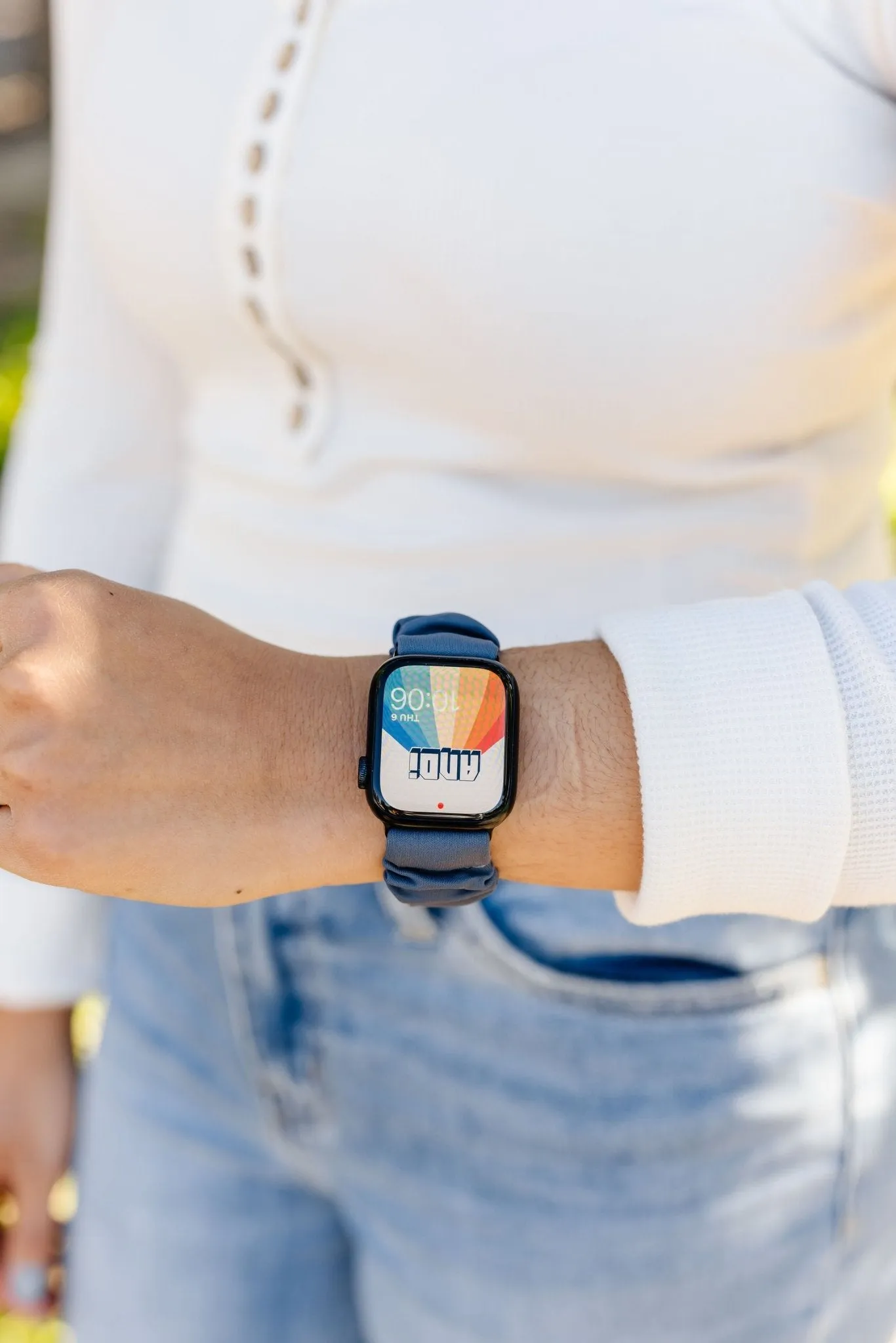 Marine Blue Athletic Scrunchie Band Compatible with Apple Watch Andi