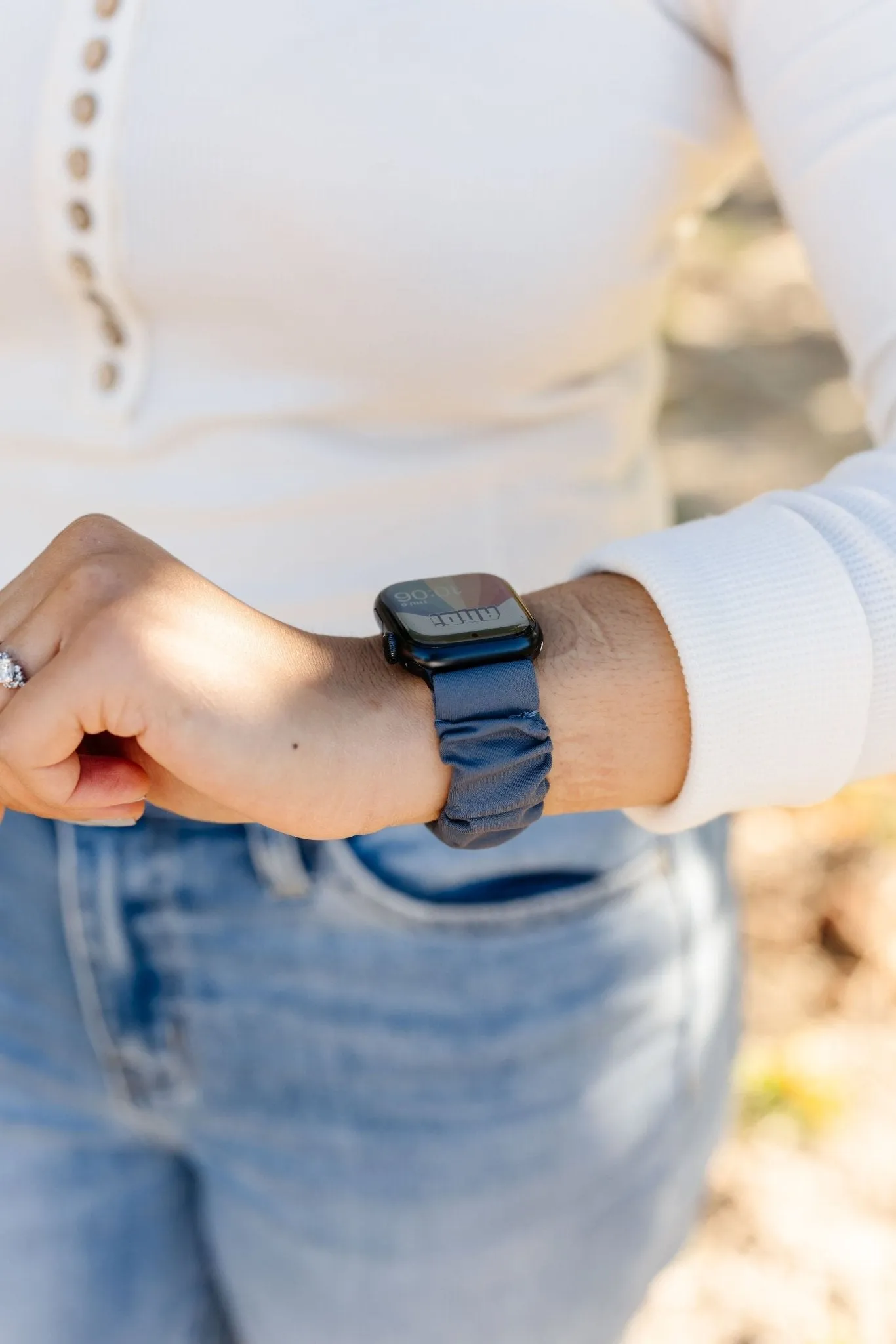Marine Blue Athletic Scrunchie Band Compatible with Apple Watch Andi