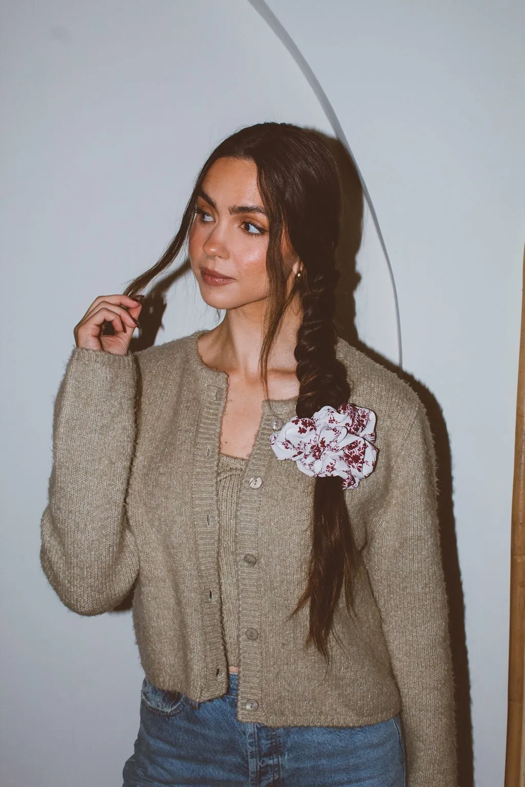 Maroon Floral Jumbo Scrunchie Andi