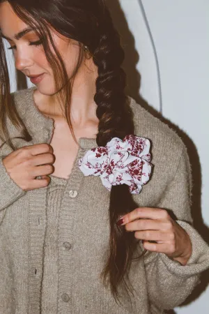 Maroon Floral Jumbo Scrunchie Andi