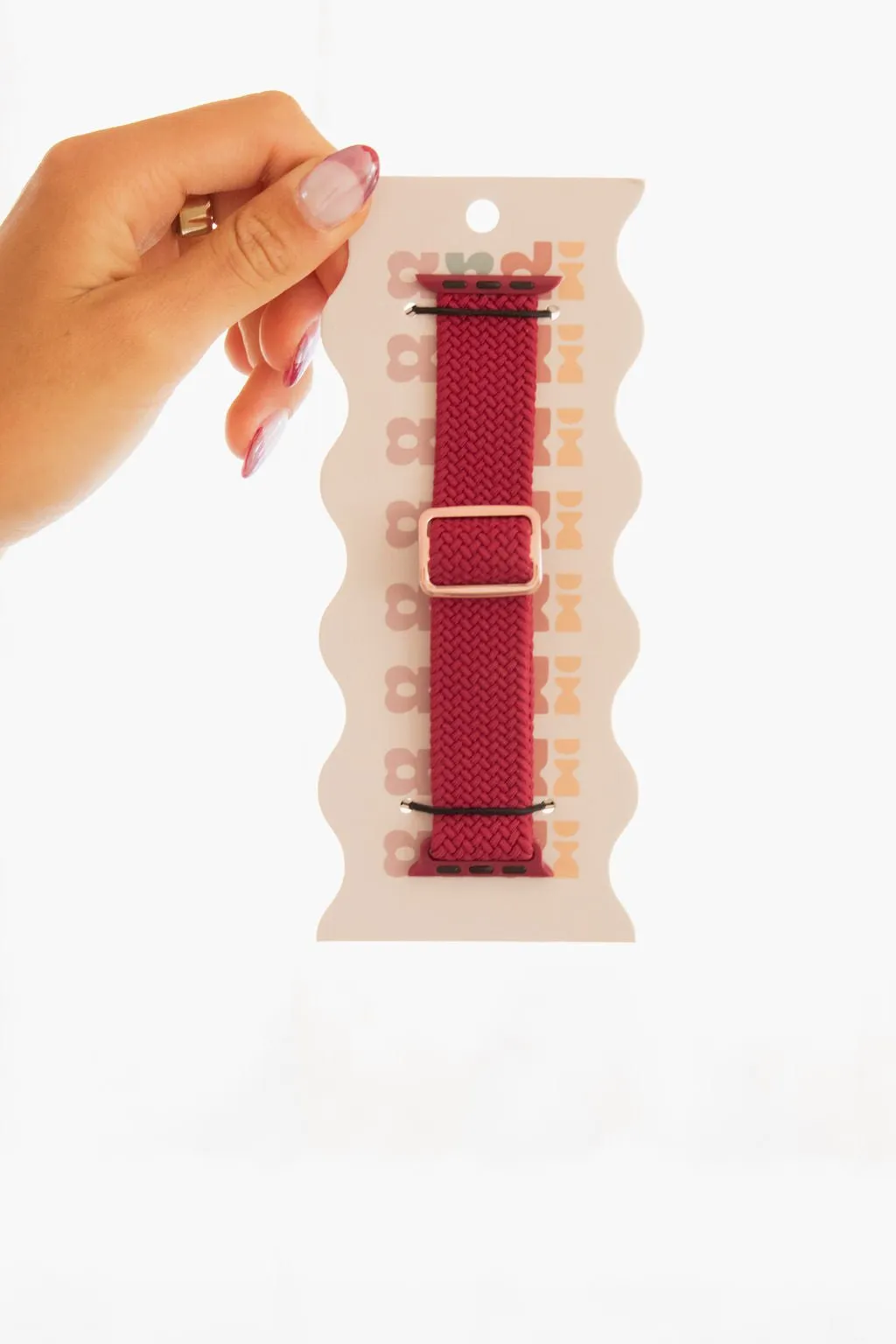 Maroon Thick Weaved Adjustable Elastic Watch Band Andi
