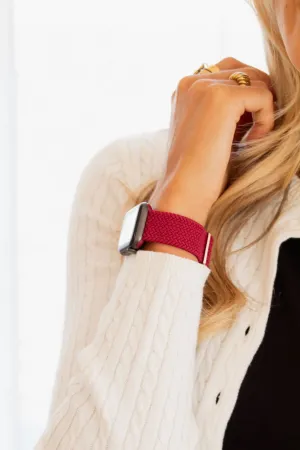 Maroon Thick Weaved Adjustable Elastic Watch Band Andi