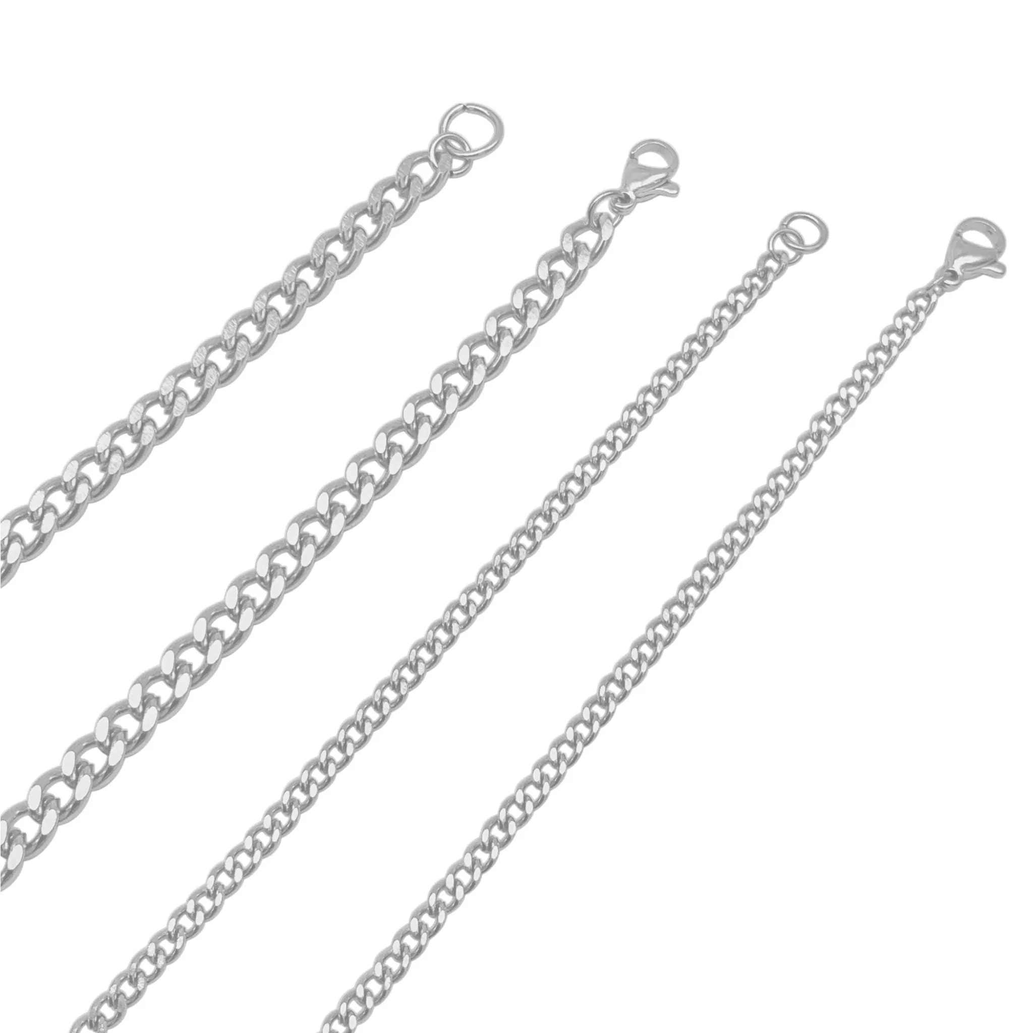 Men's Water Resistant Curb Chain Set silver