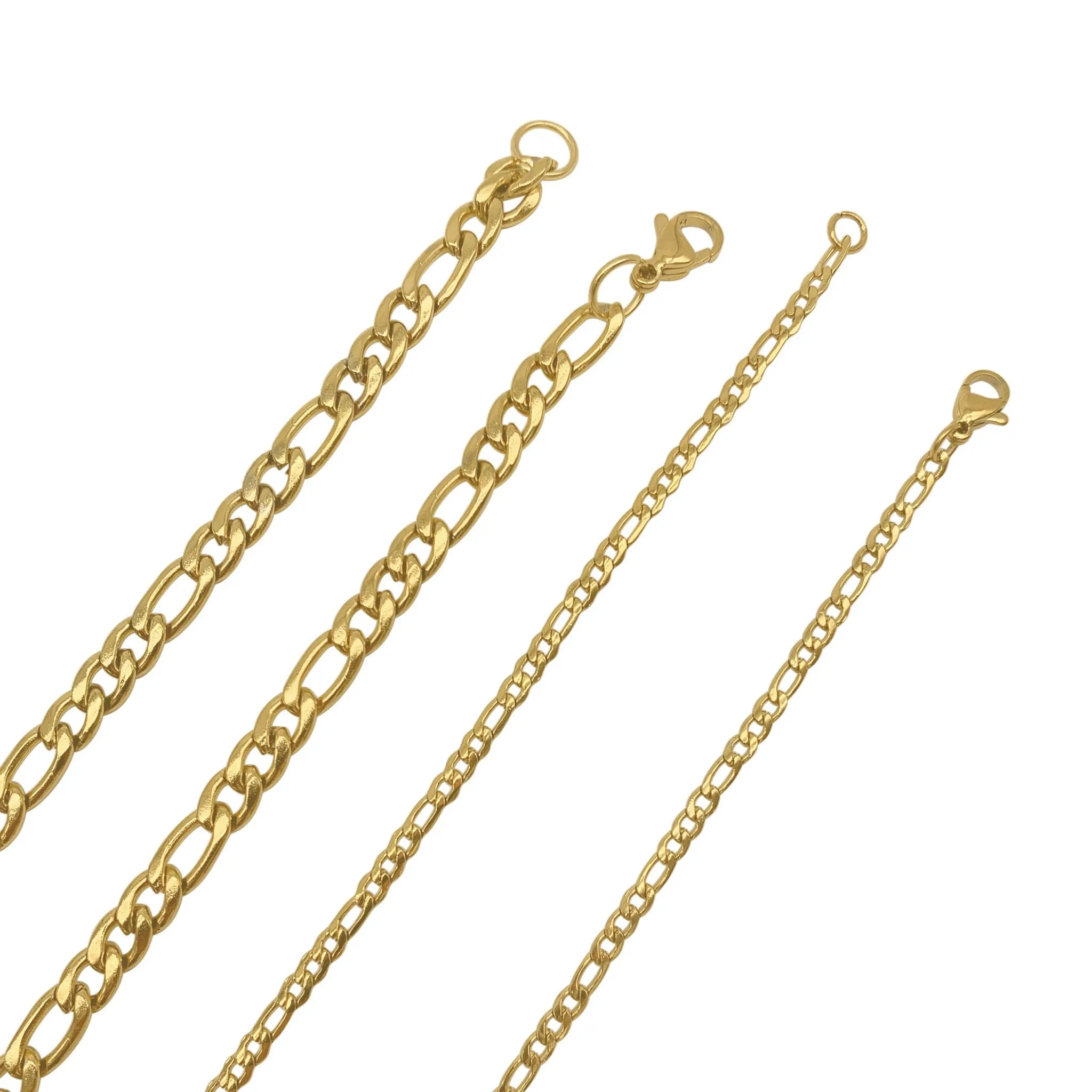 Men's Water Resistant Figaro Chain Set gold