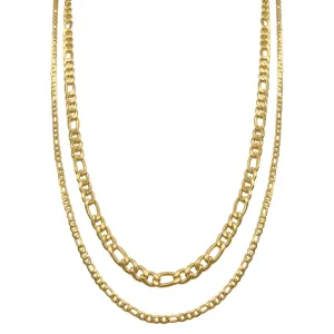 Men's Water Resistant Figaro Chain Set gold