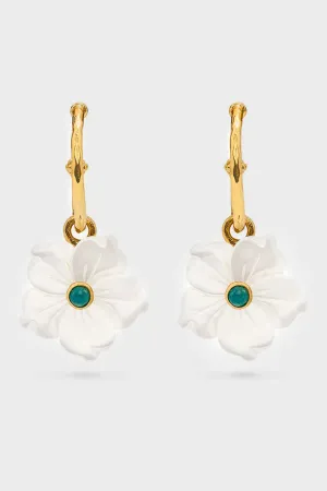 Mermaid Garden Hoop Earrings with Flower Charm