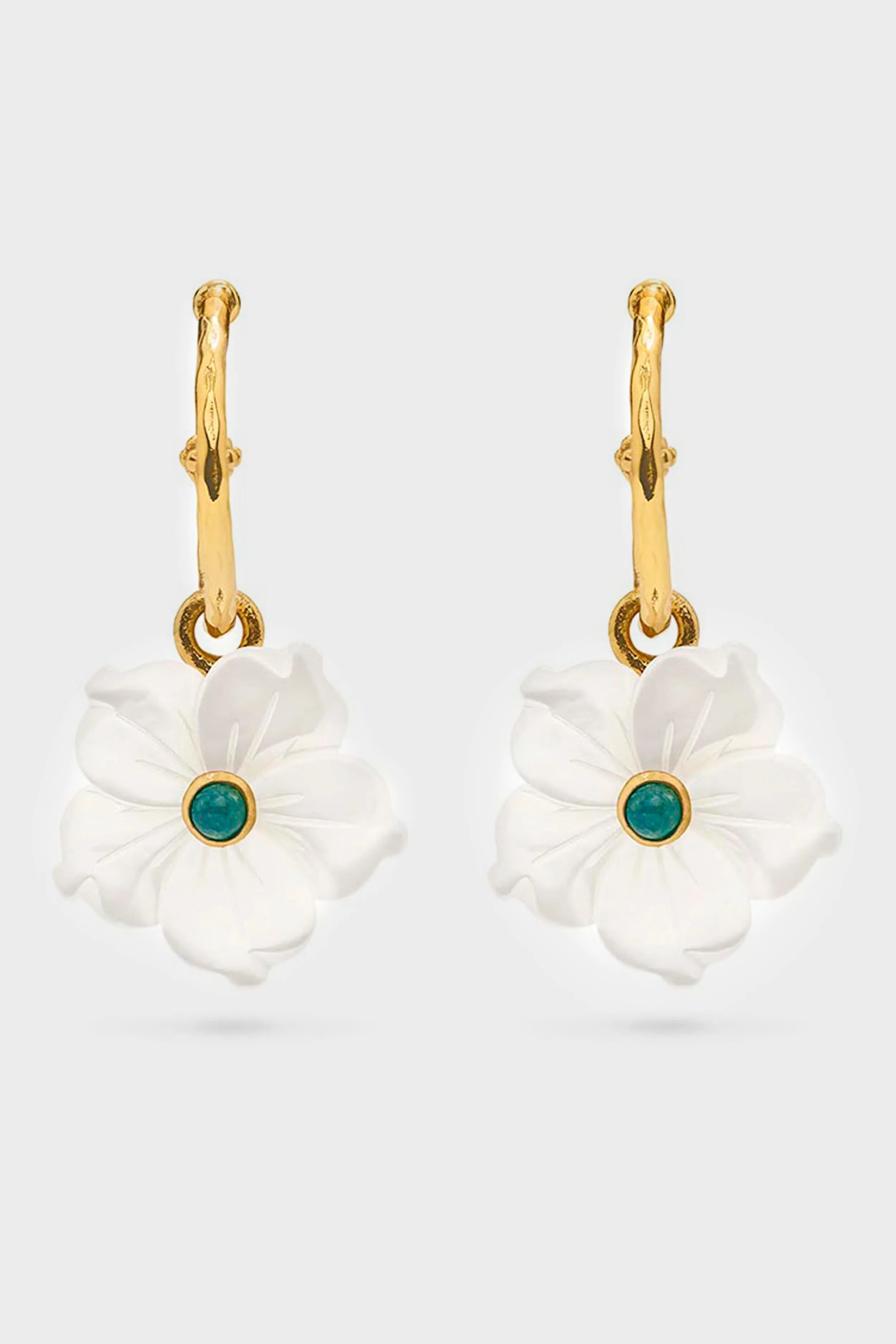 Mermaid Garden Hoop Earrings with Flower Charm