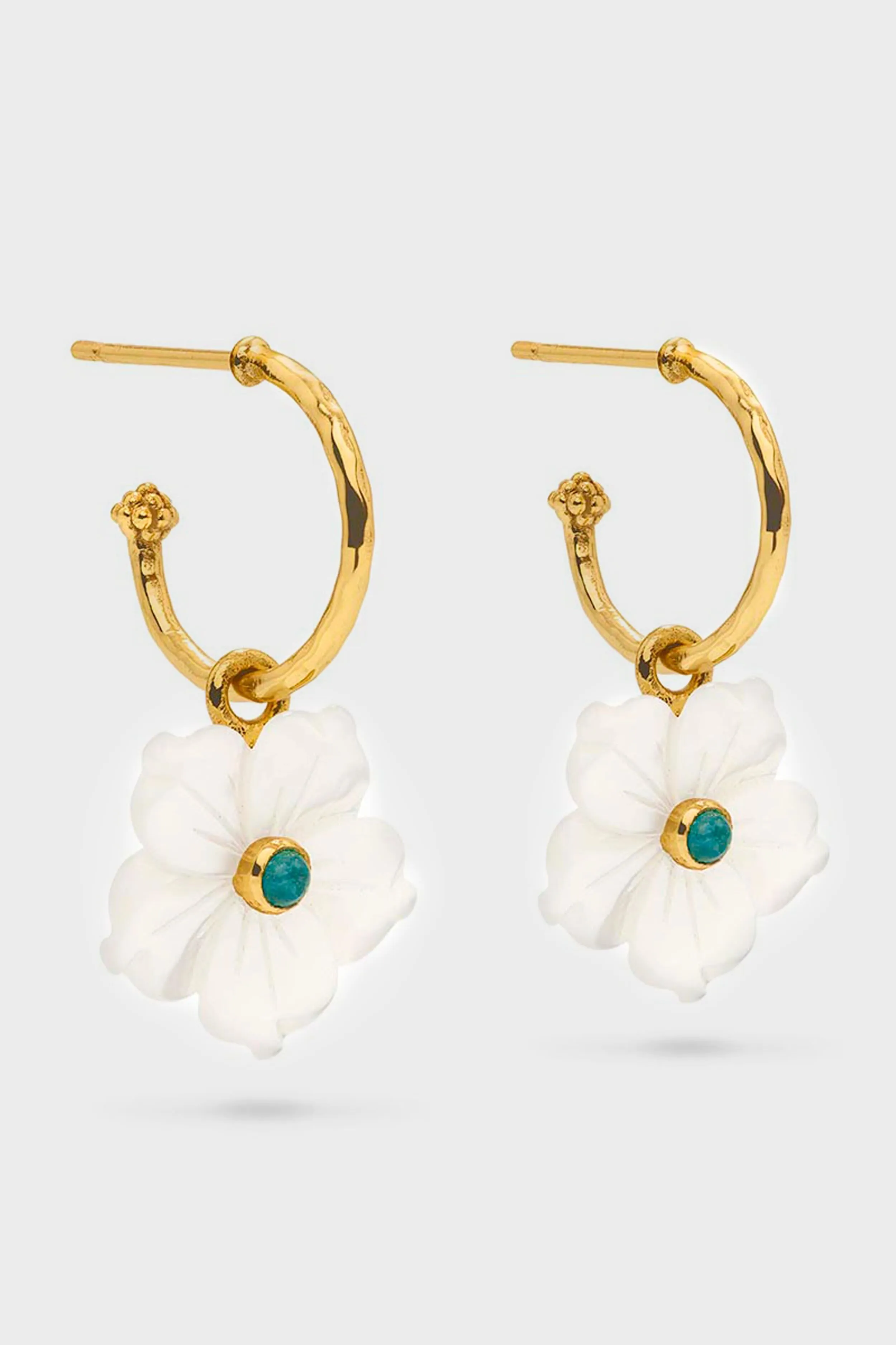 Mermaid Garden Hoop Earrings with Flower Charm