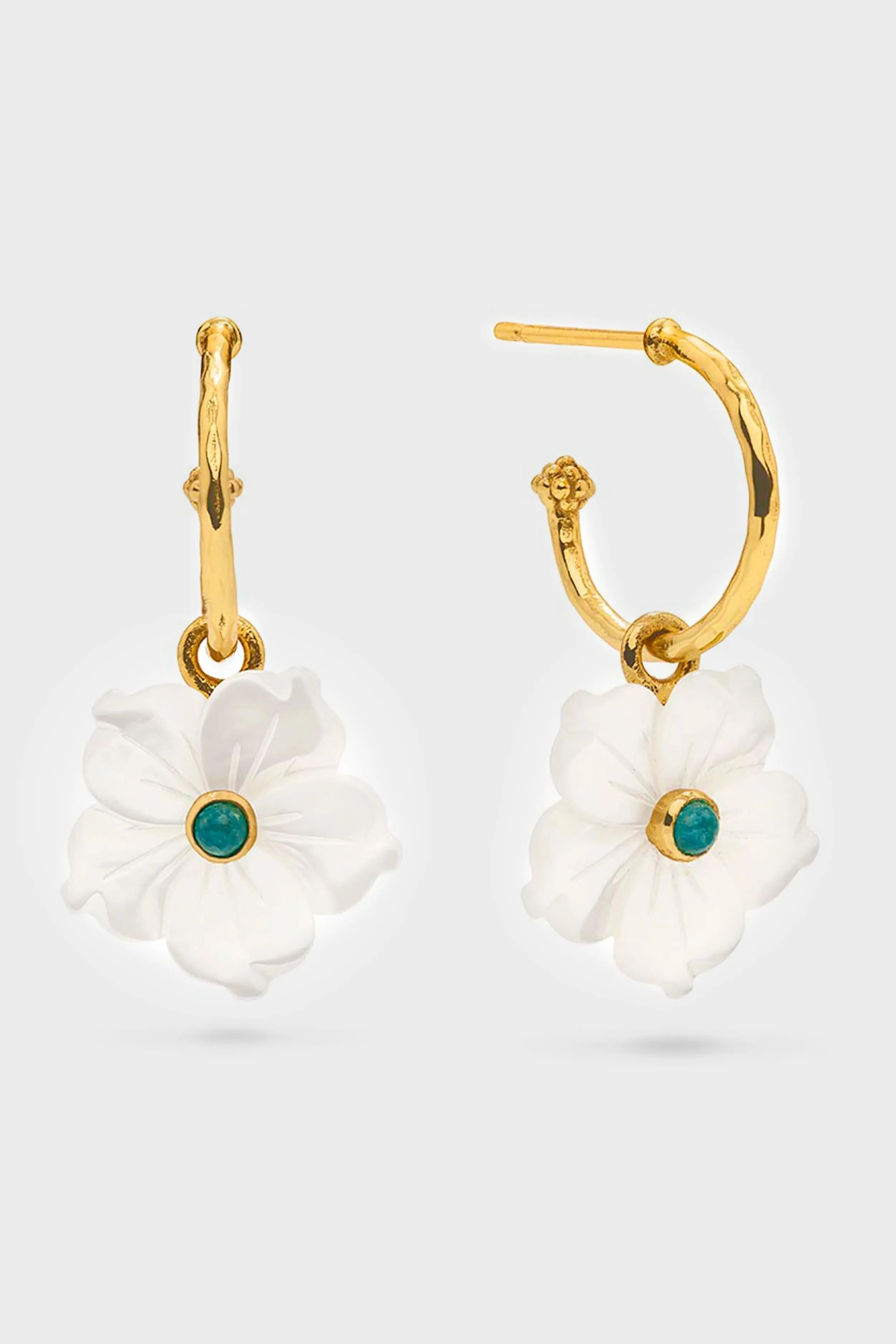 Mermaid Garden Hoop Earrings with Flower Charm