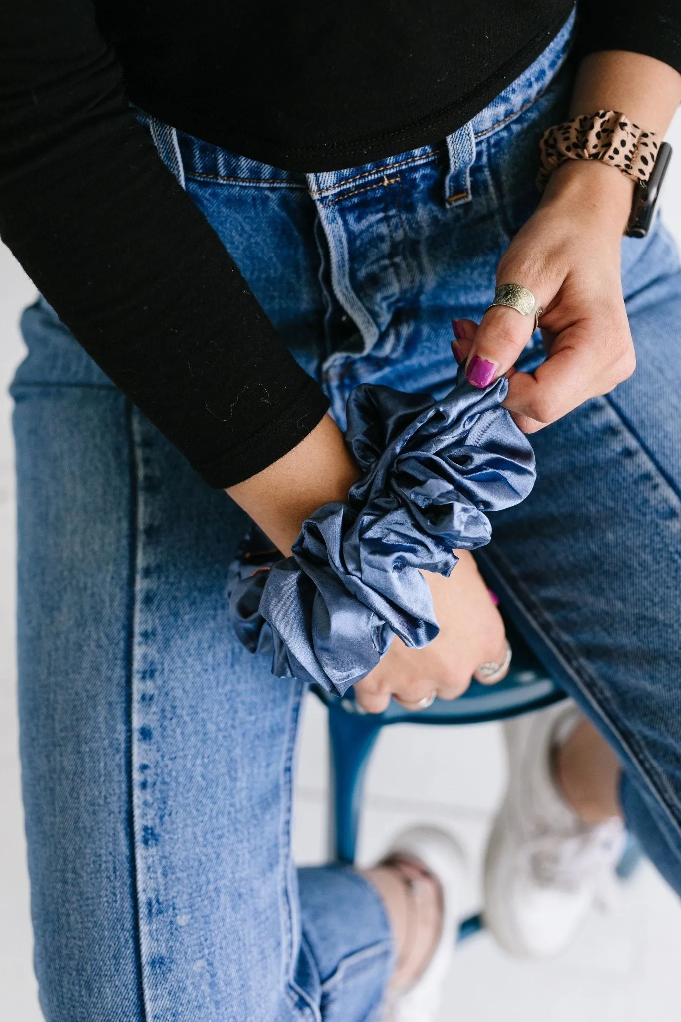 Midnight Moon Satin Jumbo Scrunchie Andi