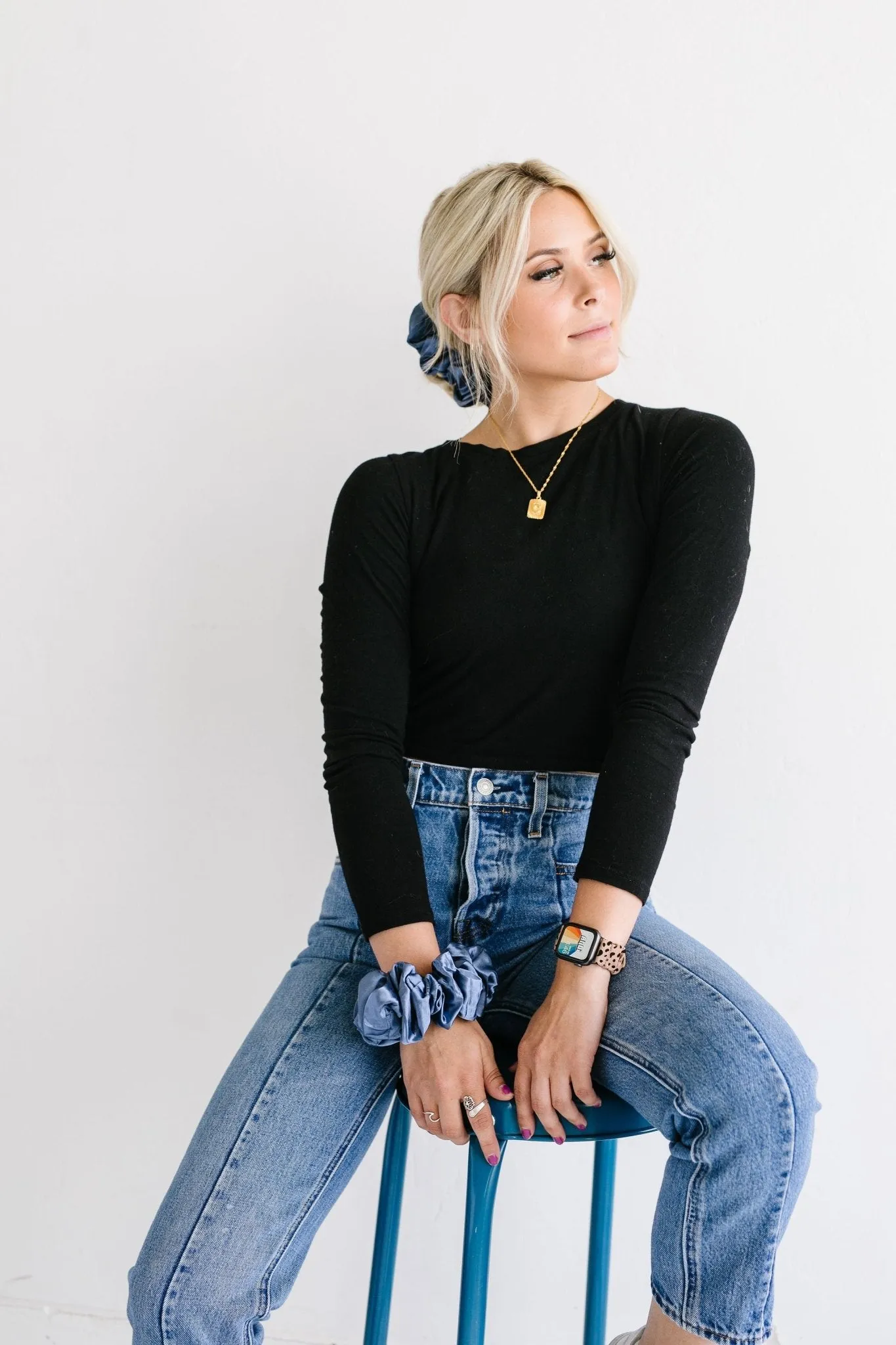 Midnight Moon Satin Jumbo Scrunchie Andi