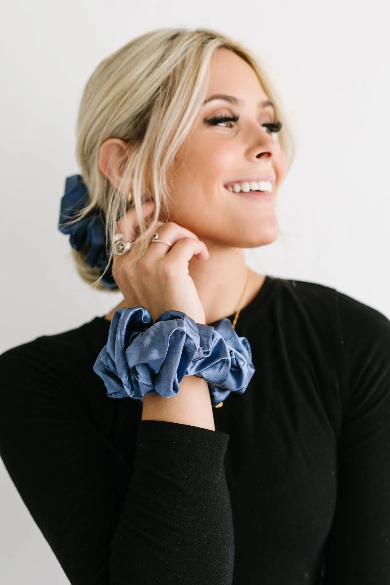Midnight Moon Satin Jumbo Scrunchie Andi