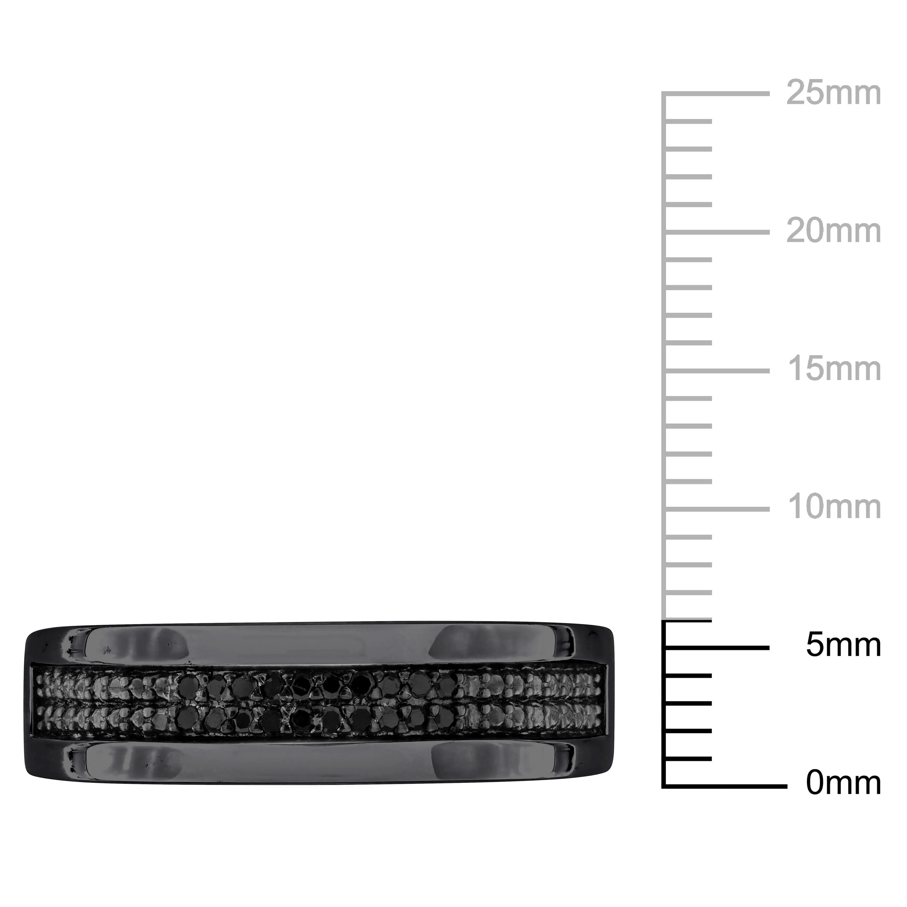 Mimi & Max 1/10ct TDW Black Diamond Double Row Men's Ring in Black Sterling Silver