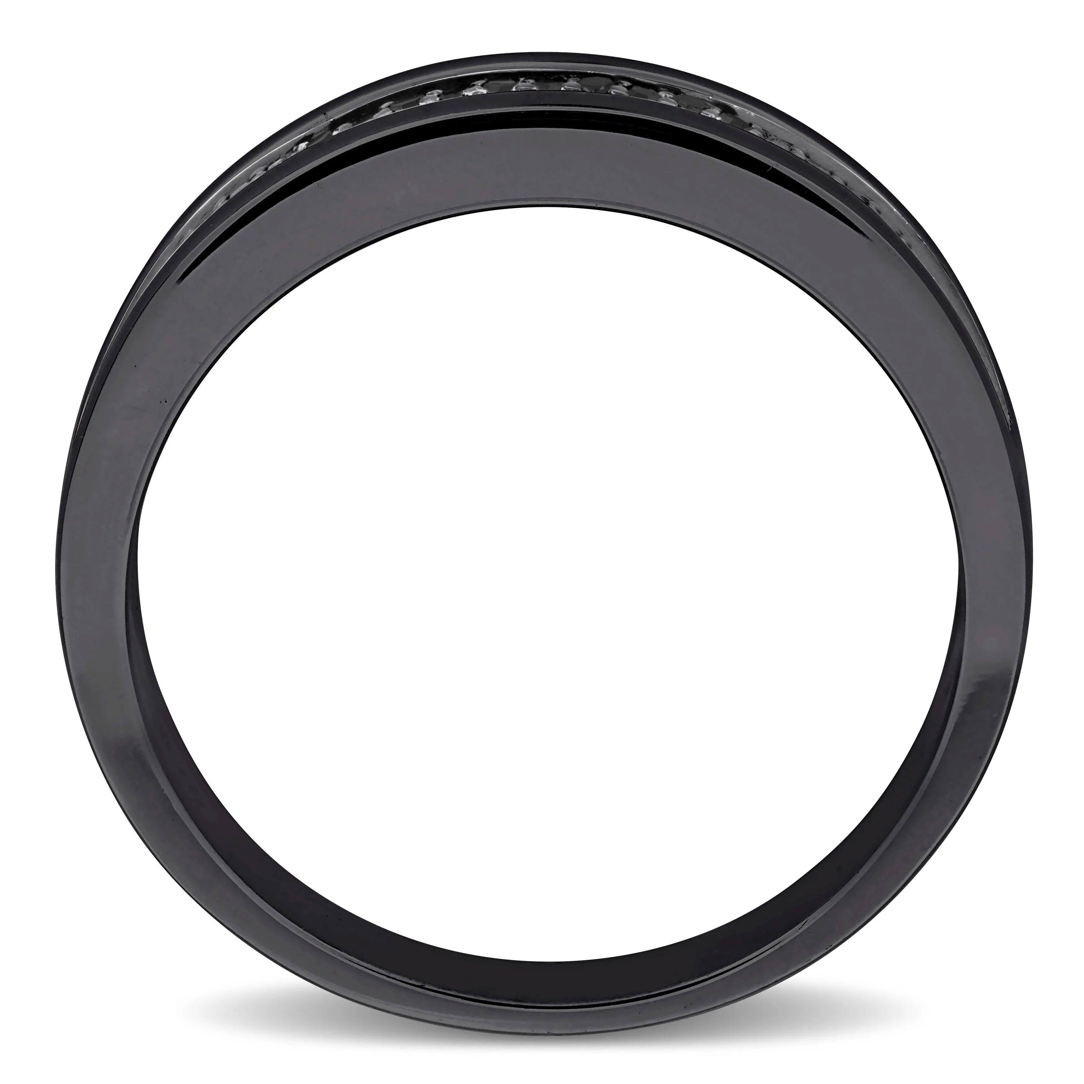 Mimi & Max 1/10ct TDW Black Diamond Double Row Men's Ring in Black Sterling Silver
